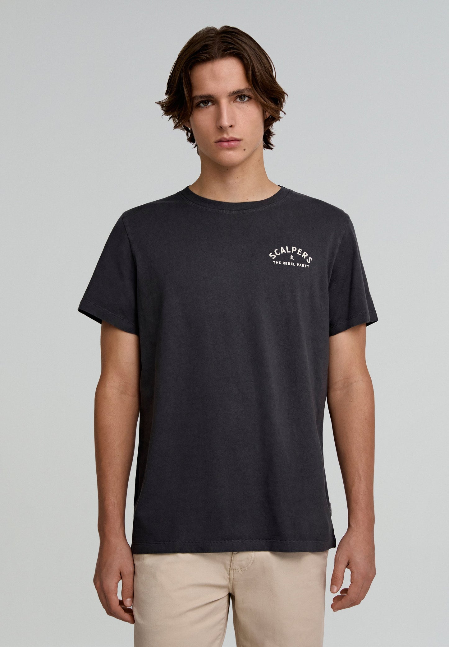 FADED T-SHIRT WITH TEXT PRINT