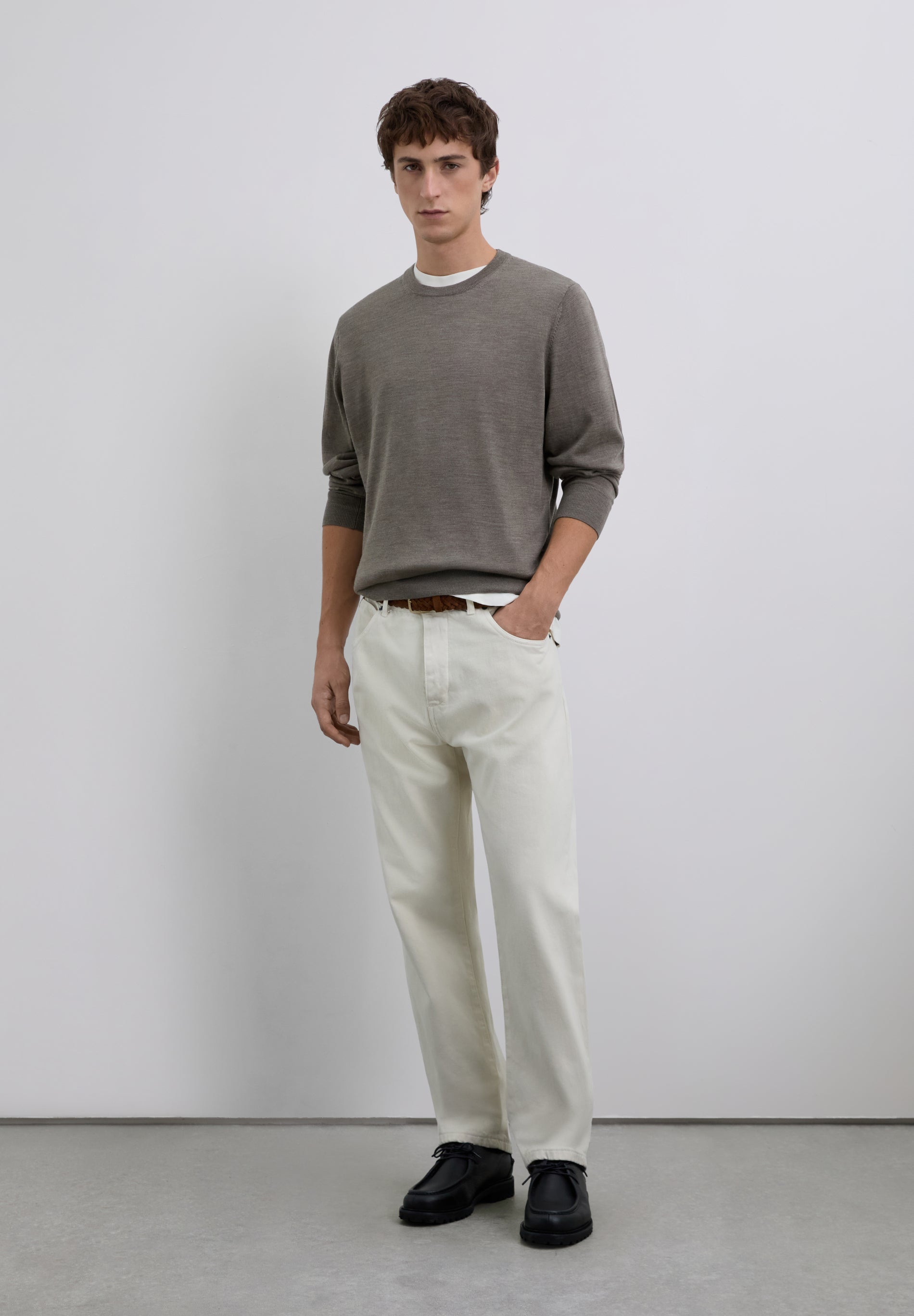 WOOL SWEATER WITH EMBROIDERED SKULL