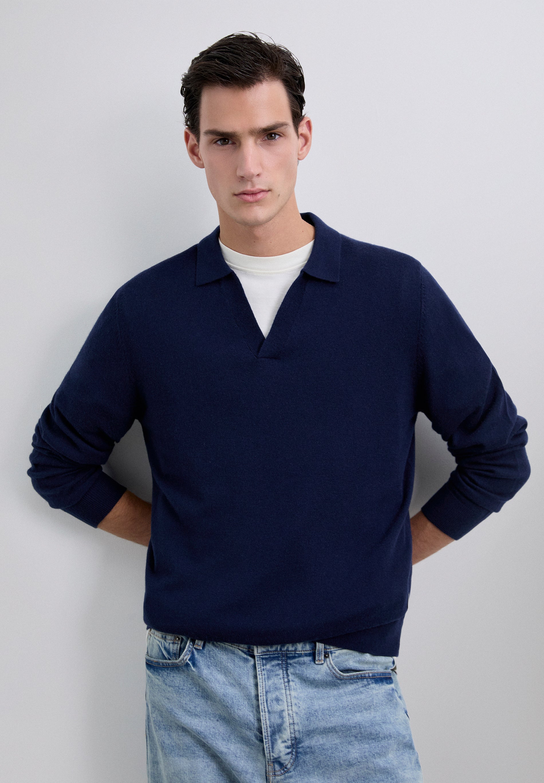WOOL KNIT POLO SHIRT