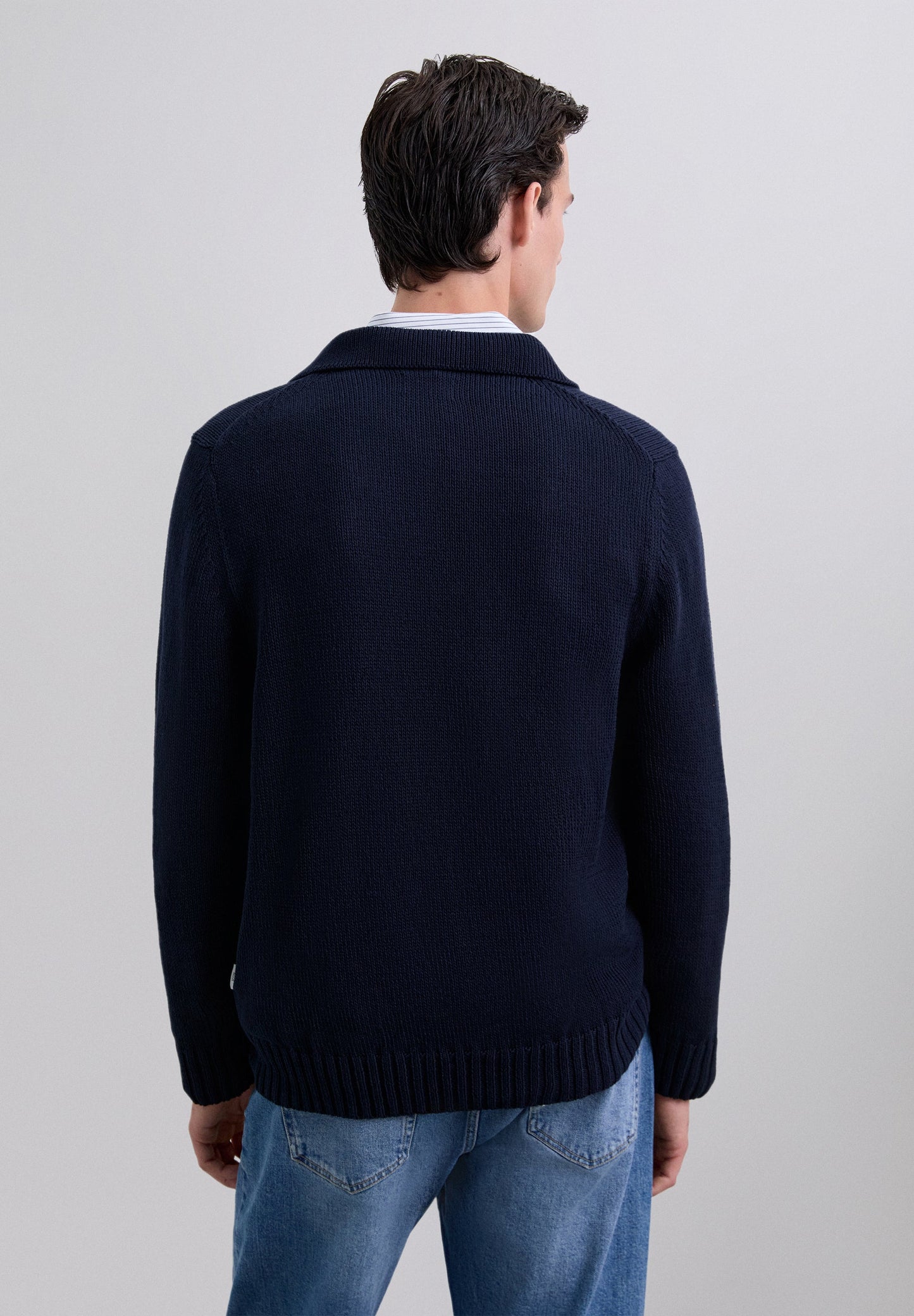 COTTON KNIT POLO SWEATER