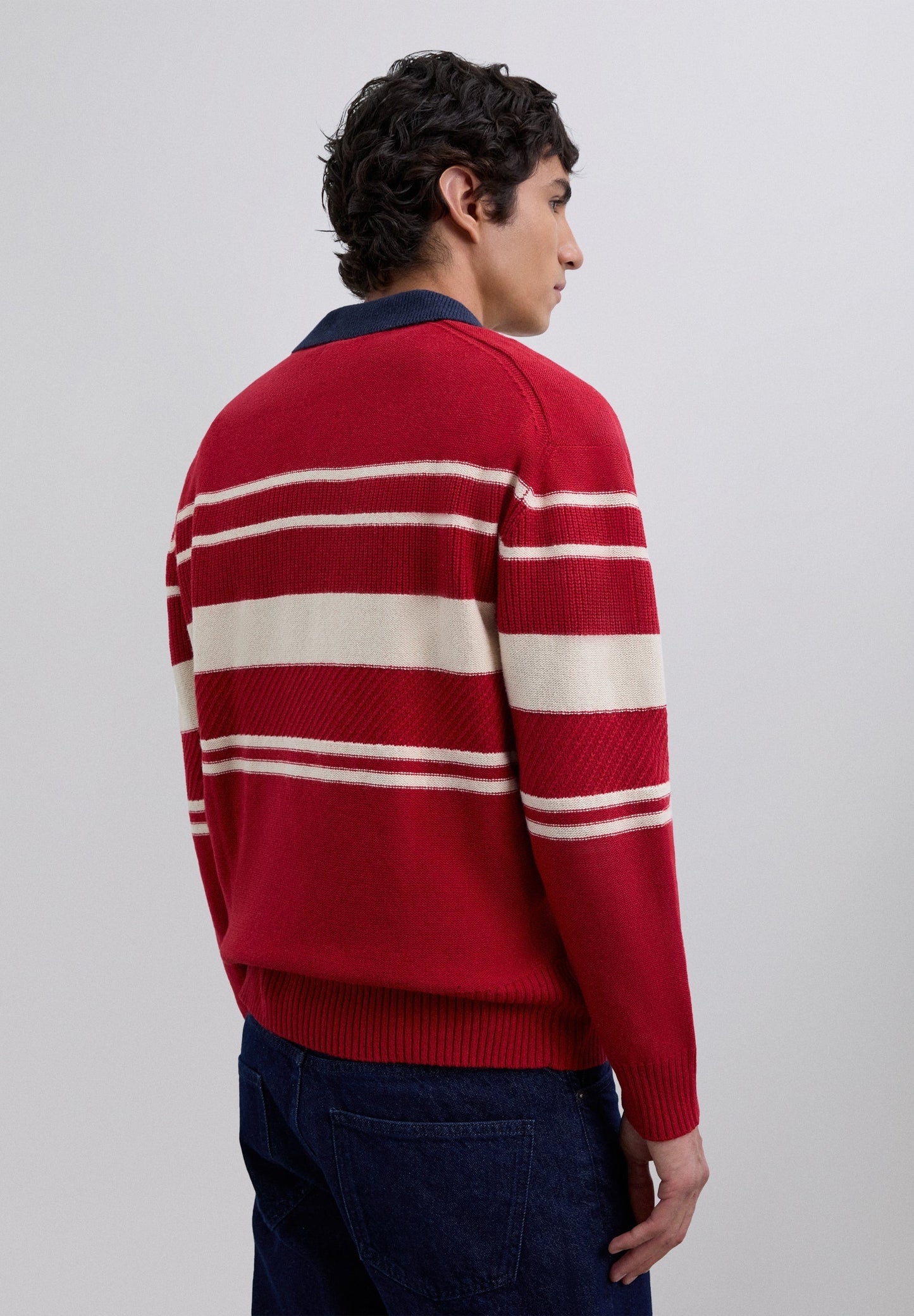 STRIPED POLO SWEATER