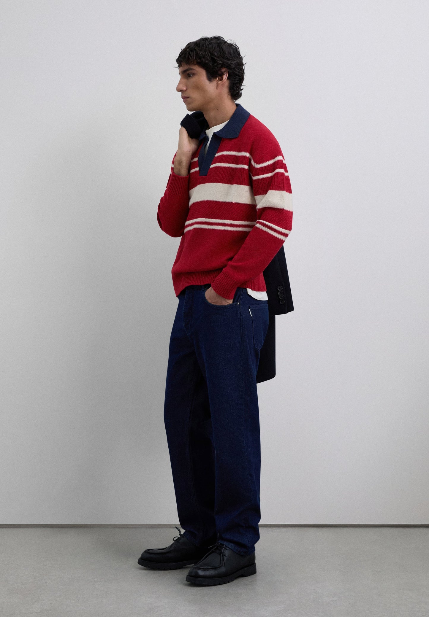 STRIPED WOOL POLO SHIRT SWEATER