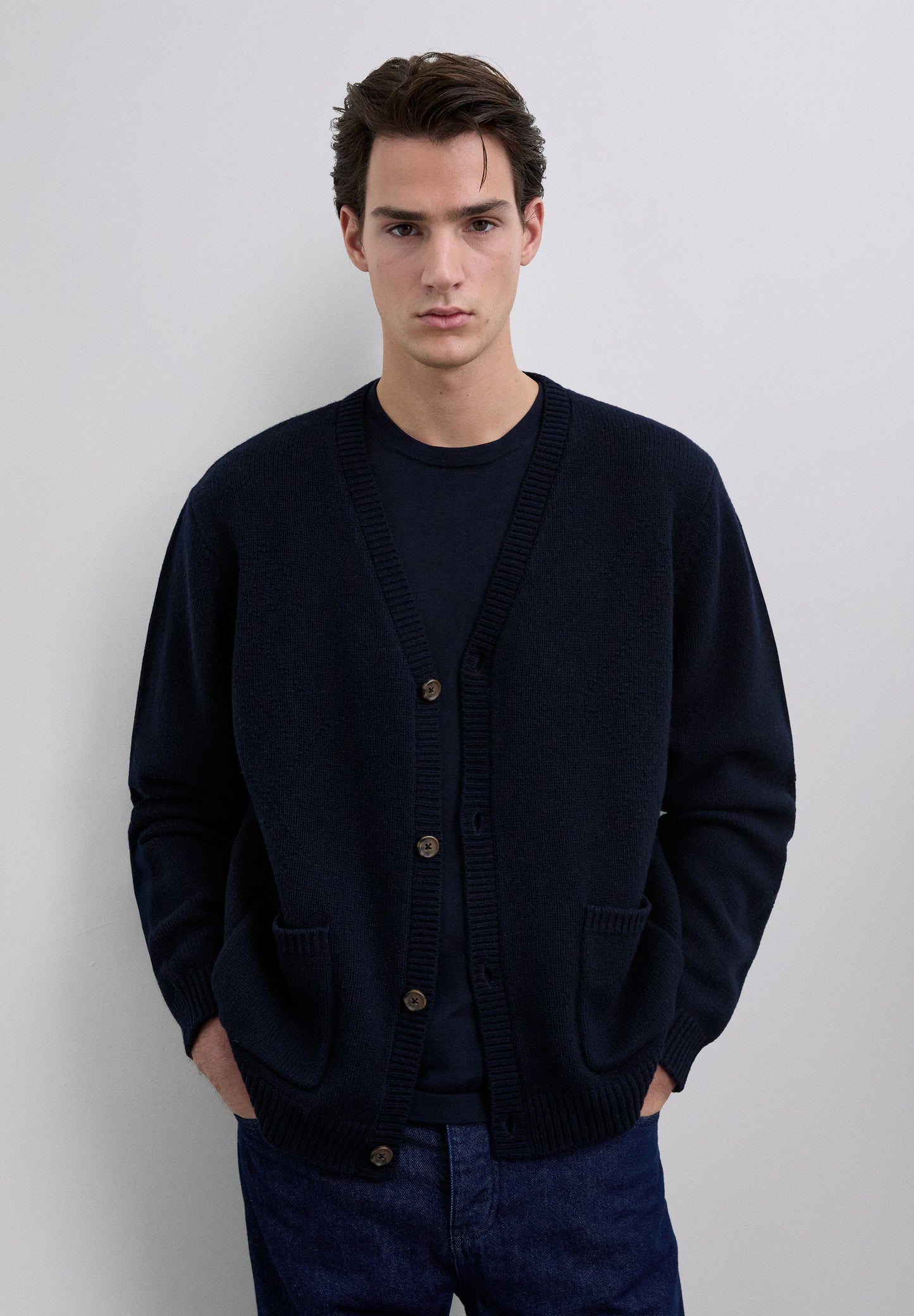 WOOL DIAMOND PATTERN CARDIGAN