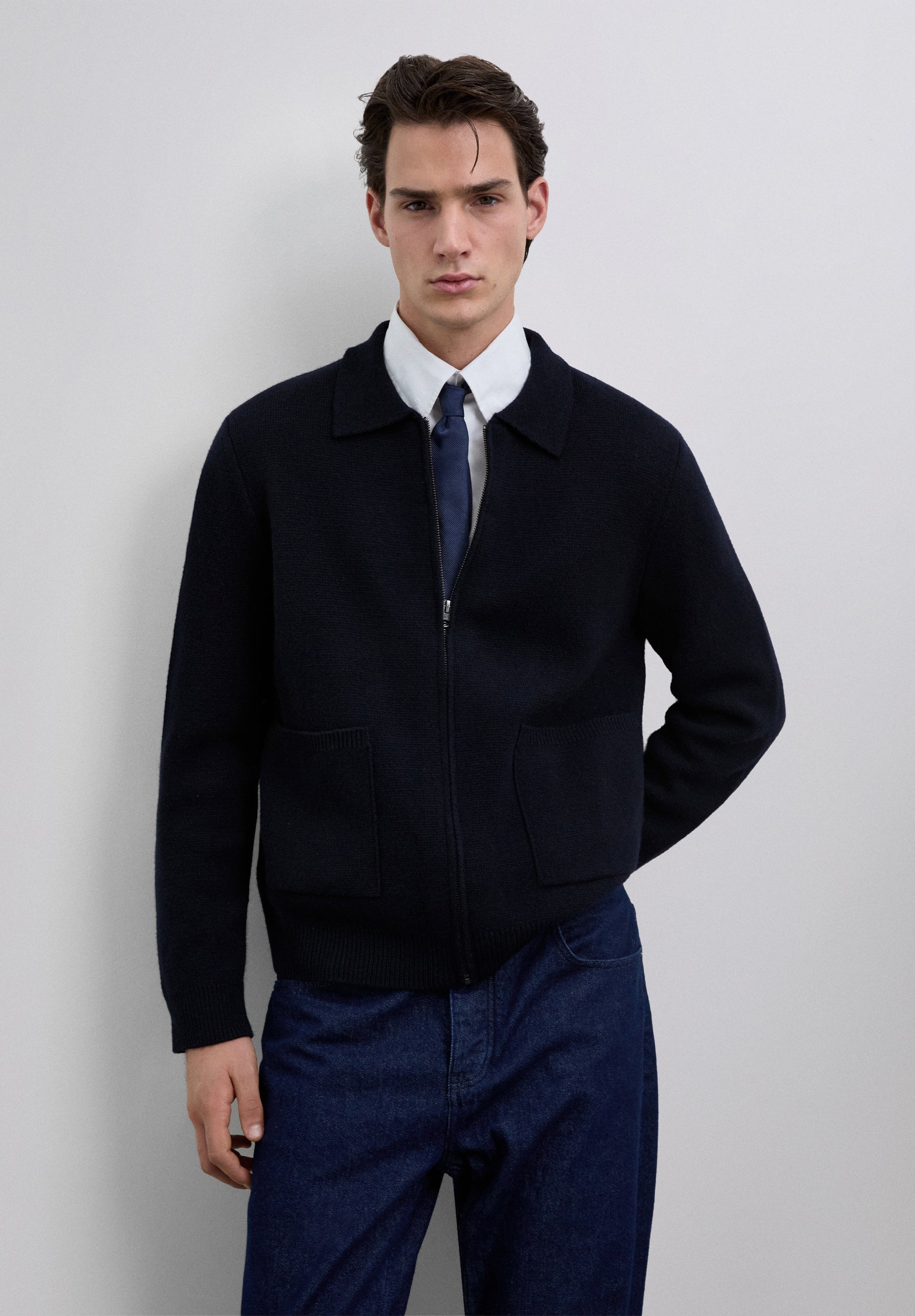 MERINO WOOL ZIP-UP CARDIGAN