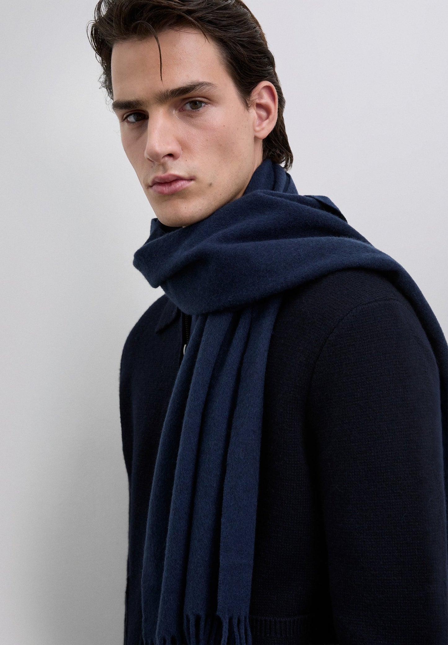 MERINO WOOL ZIP-UP CARDIGAN