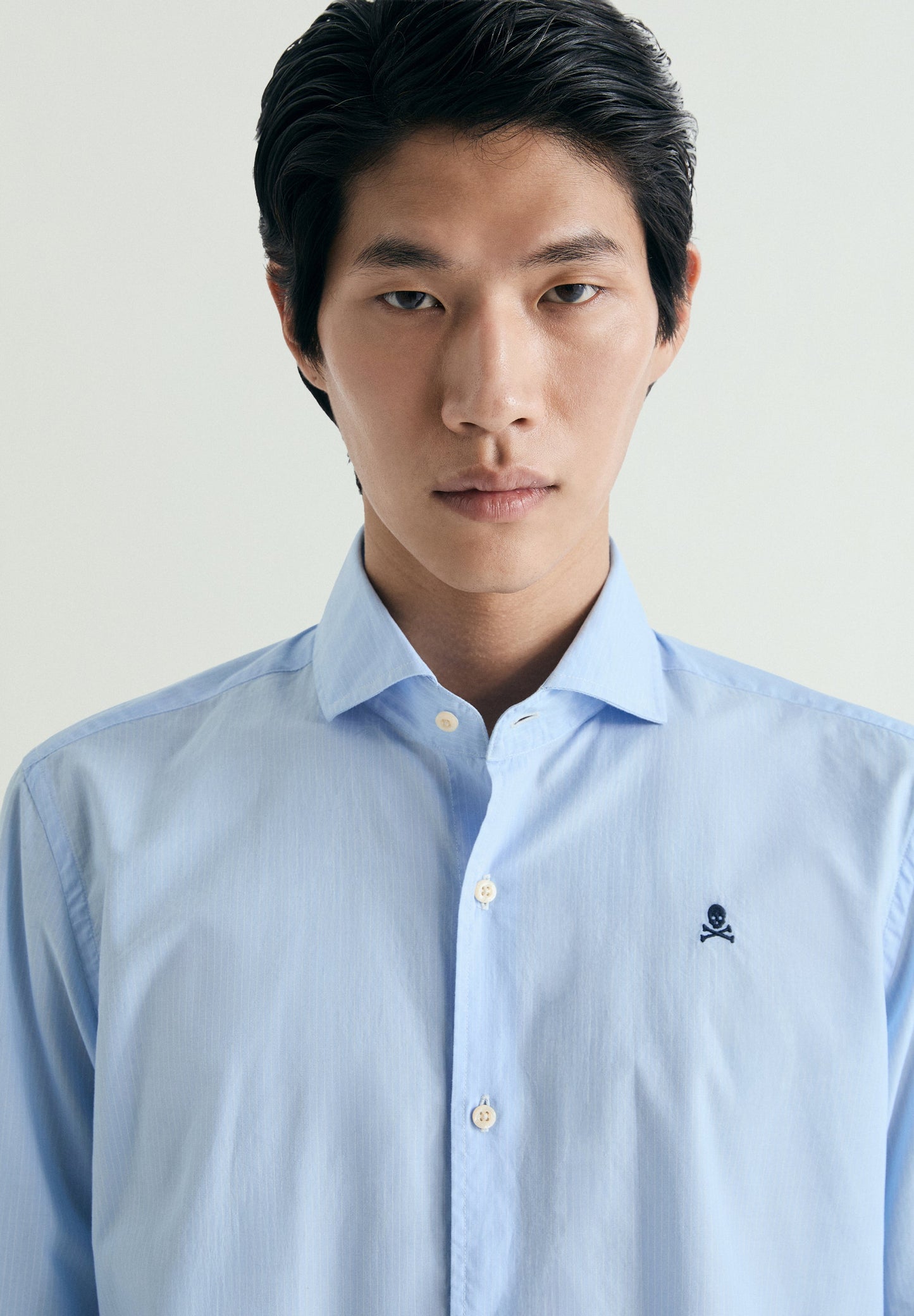 STRIPED SHIRT WITH CONTRAST EMBROIDERY