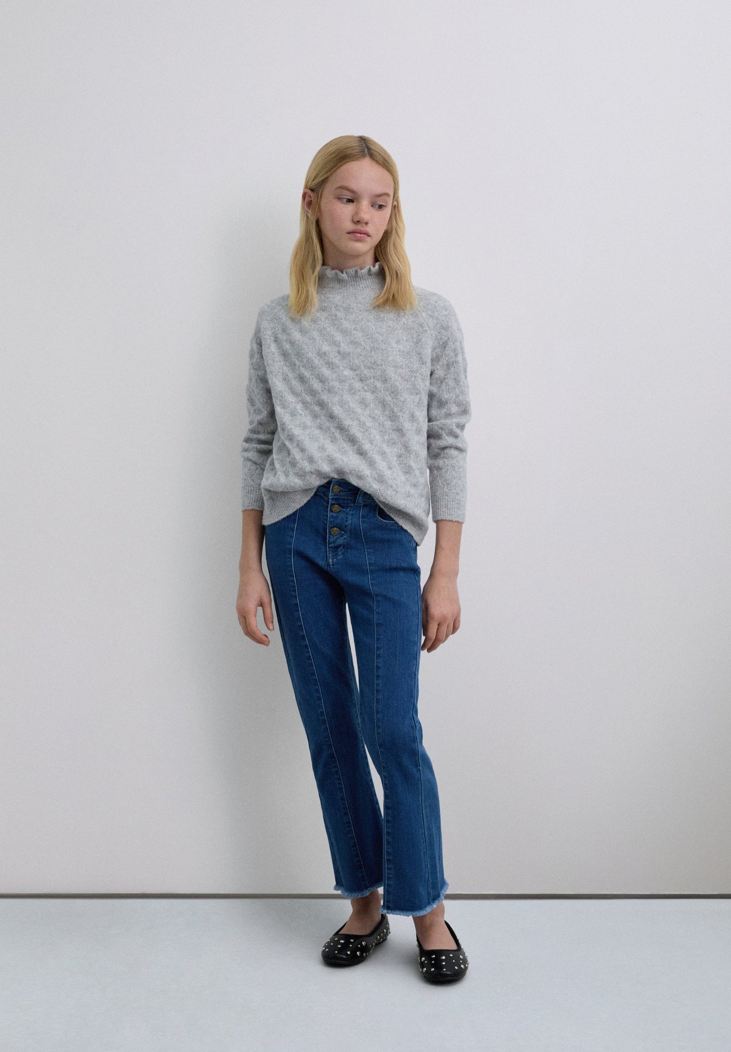 FLARED DENIM TROUSERS
