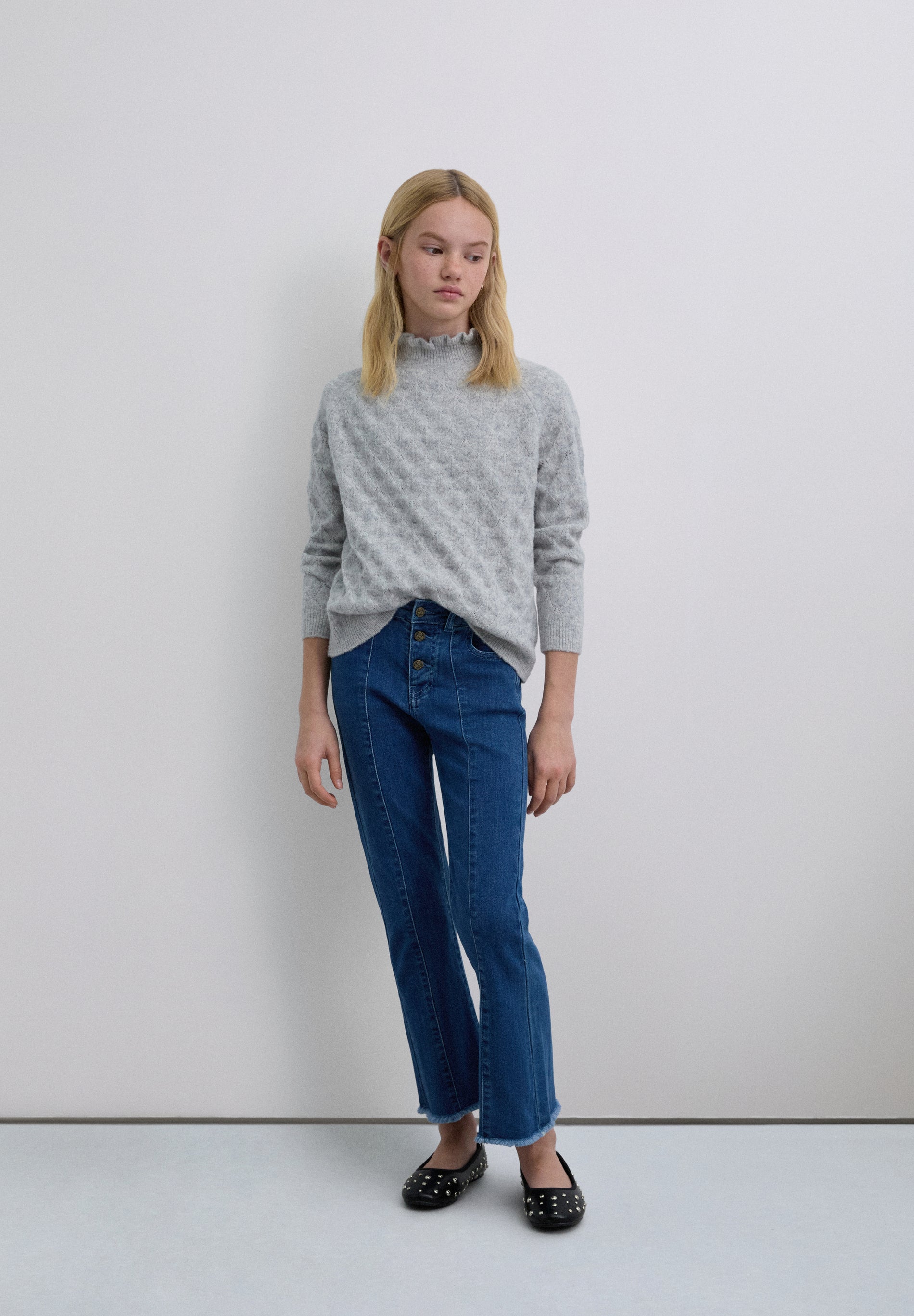 FLARED DENIM TROUSERS