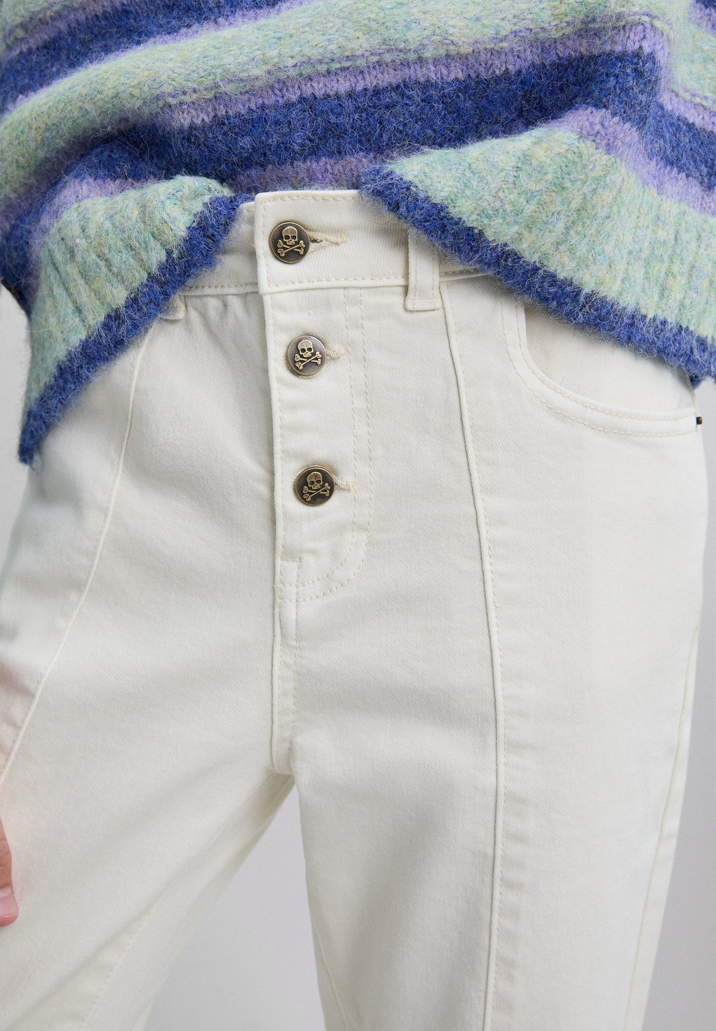 FLARED DENIM TROUSERS