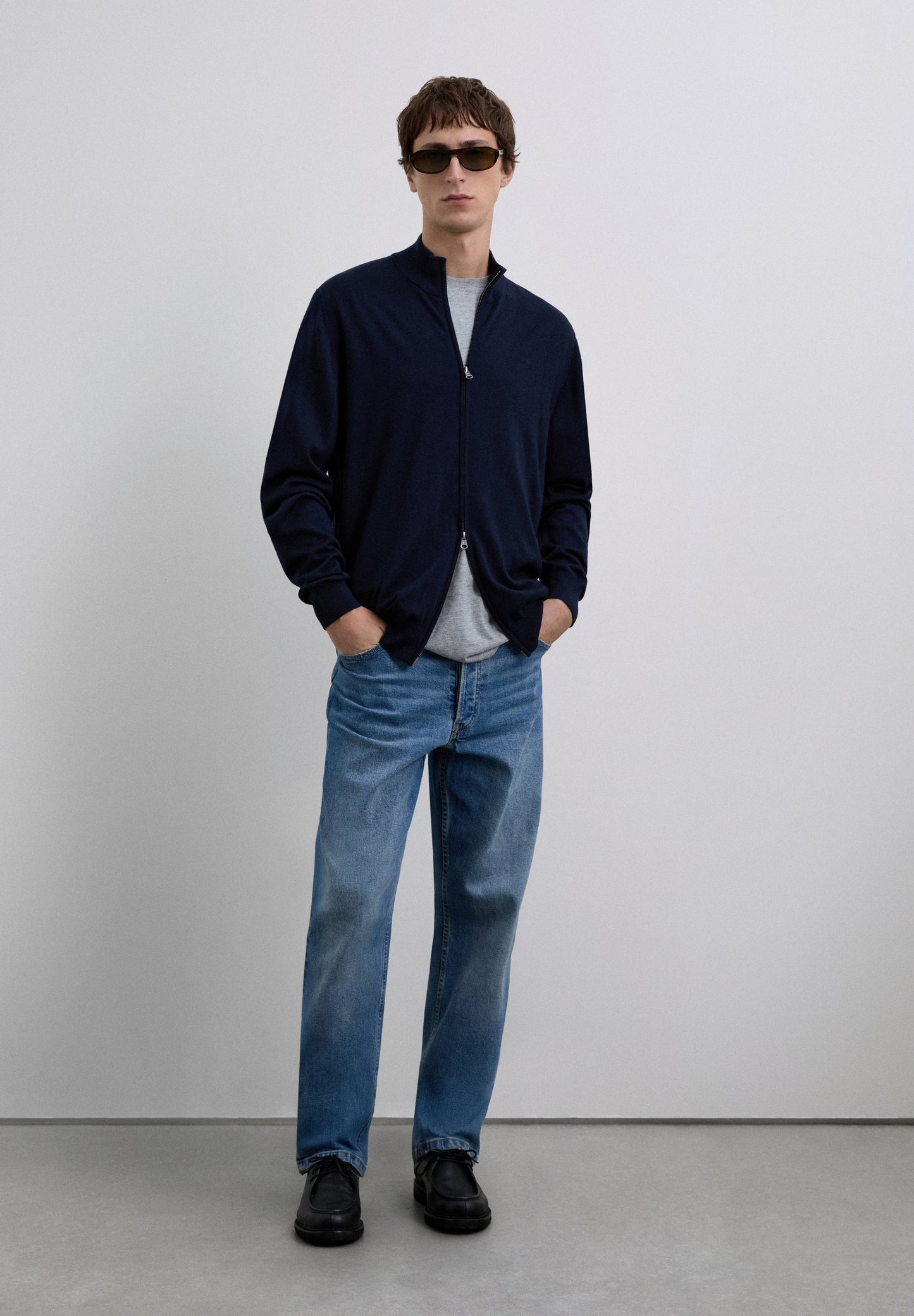 MERINO WOOL ZIP-UP CARDIGAN