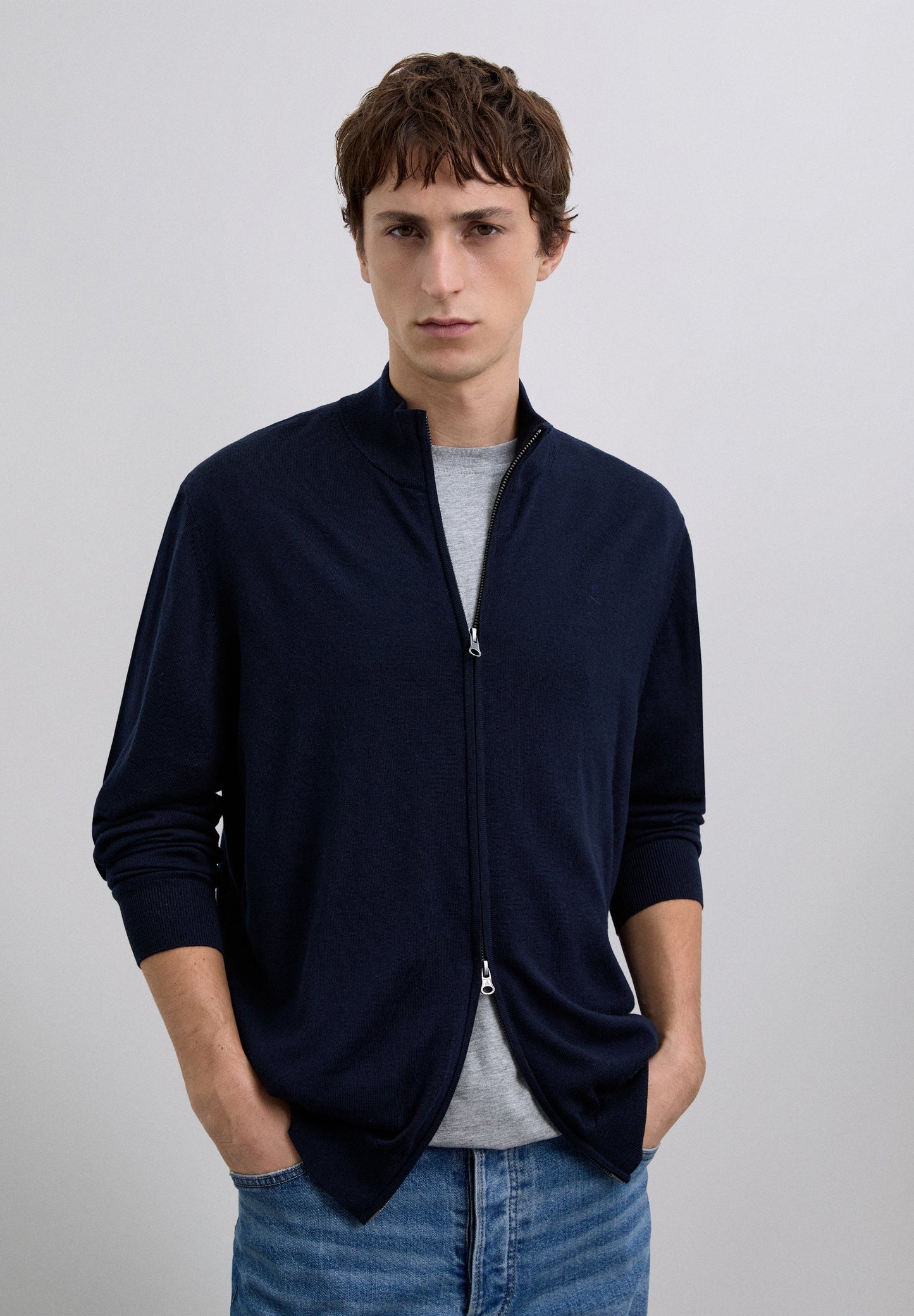 MERINO WOOL ZIP-UP CARDIGAN