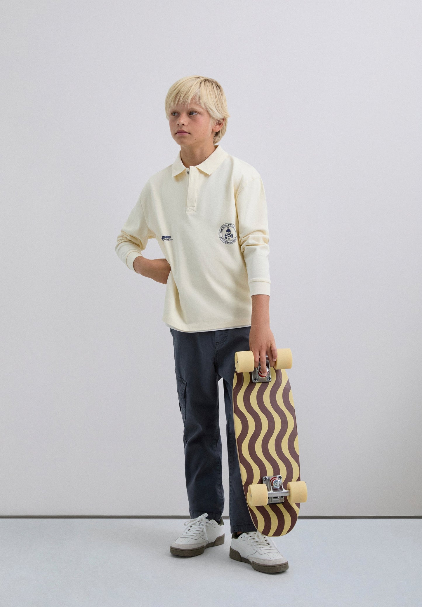 LONG SLEEVE PRINTED POLO SHIRT