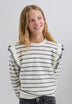 STRIPED SWEATER WITH RUFFLE