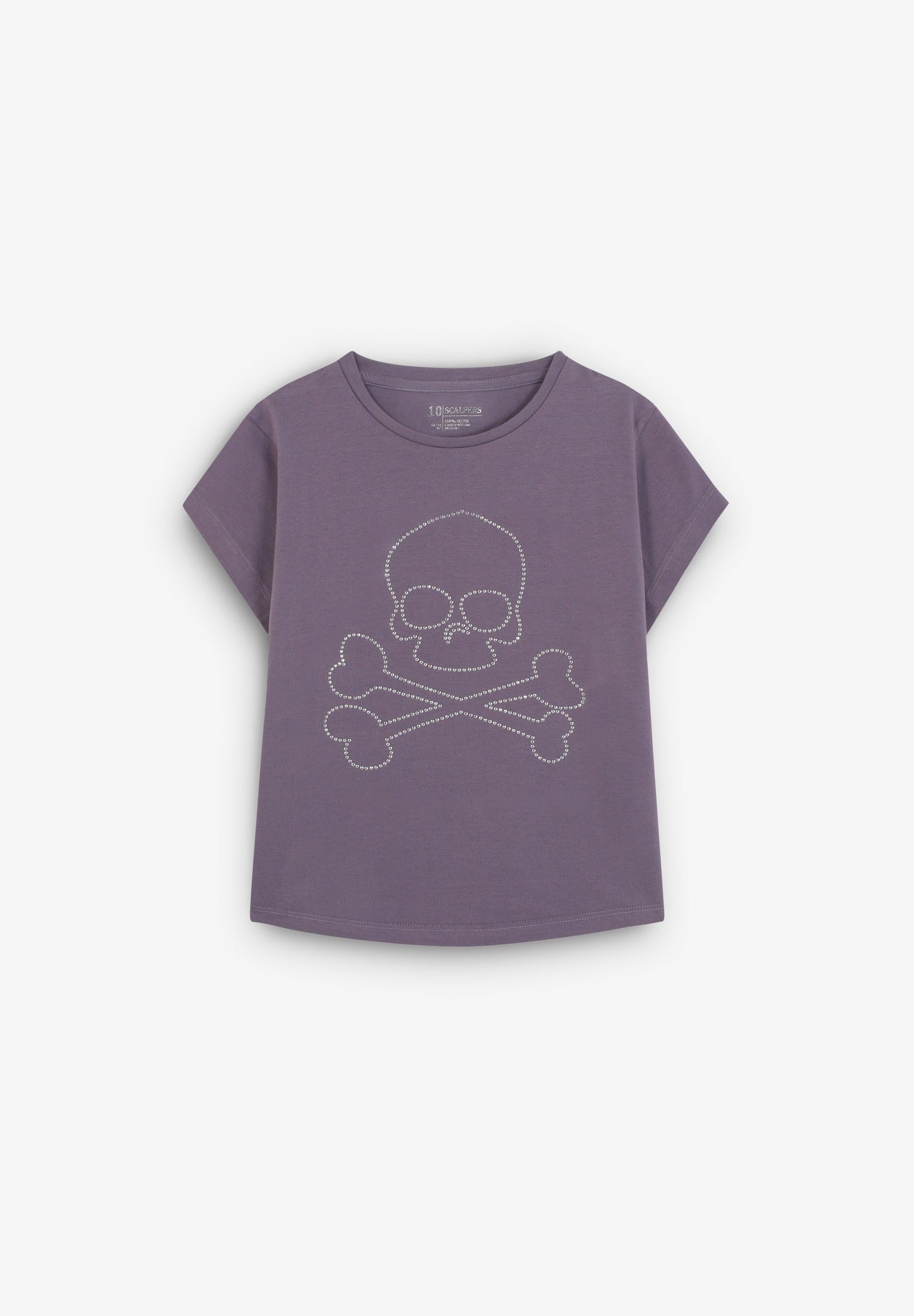 T-SHIRT WITH RHINESTONE SKULL