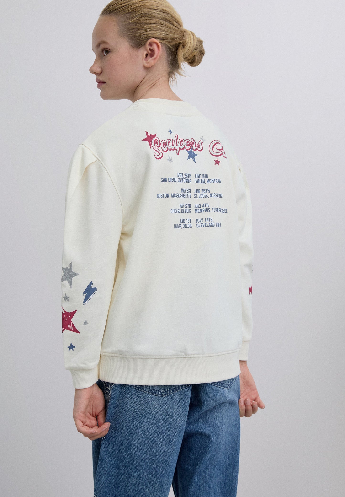 PRINTED PUFF SLEEVE SWEATSHIRT