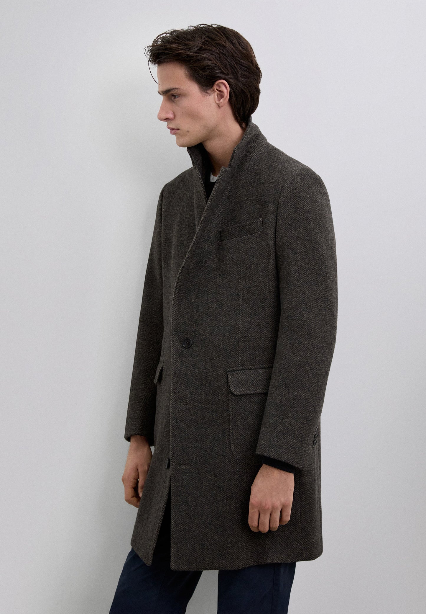 HERRINGBONE WOOL COAT