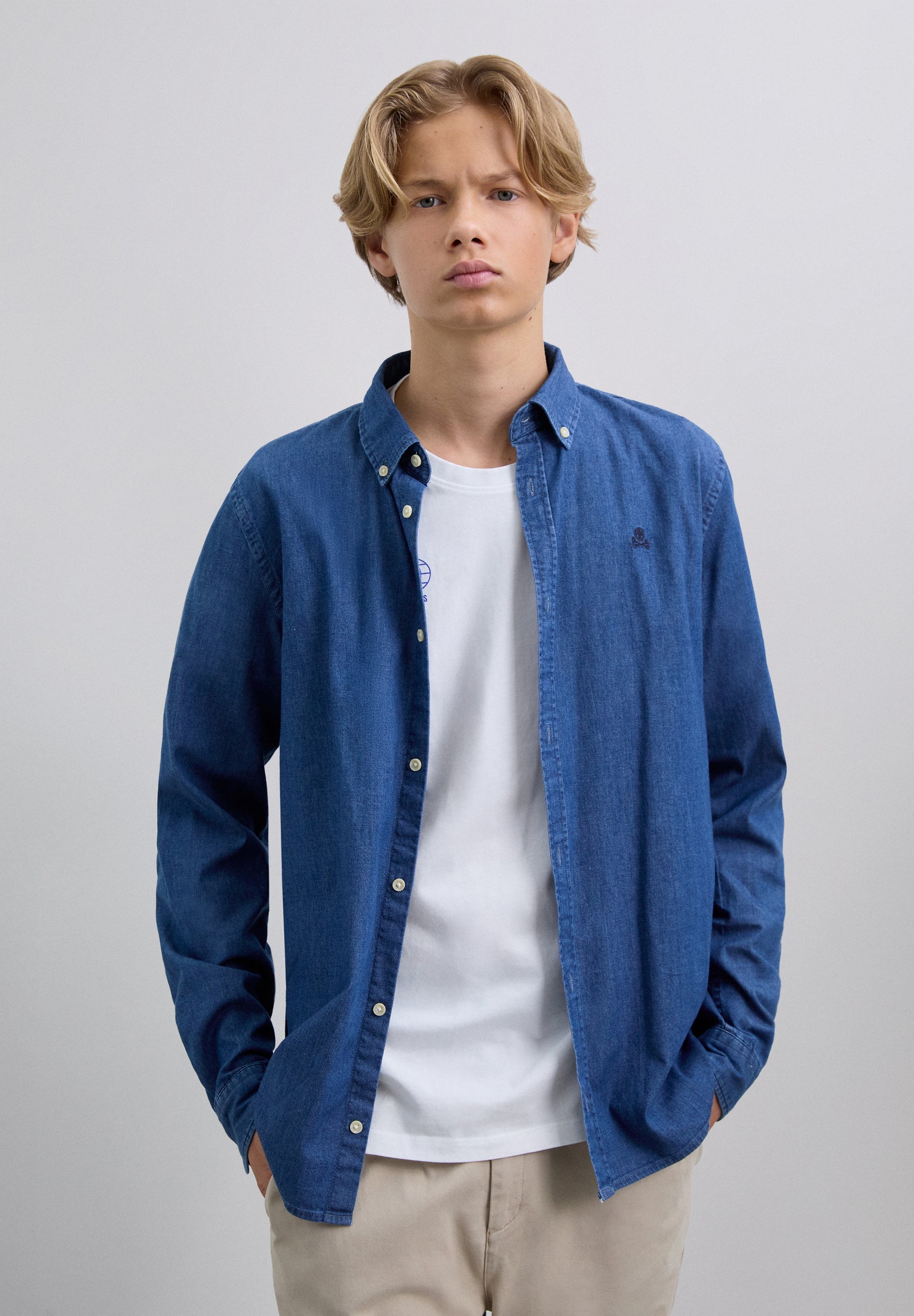 DENIM SHIRT WITH SKULL