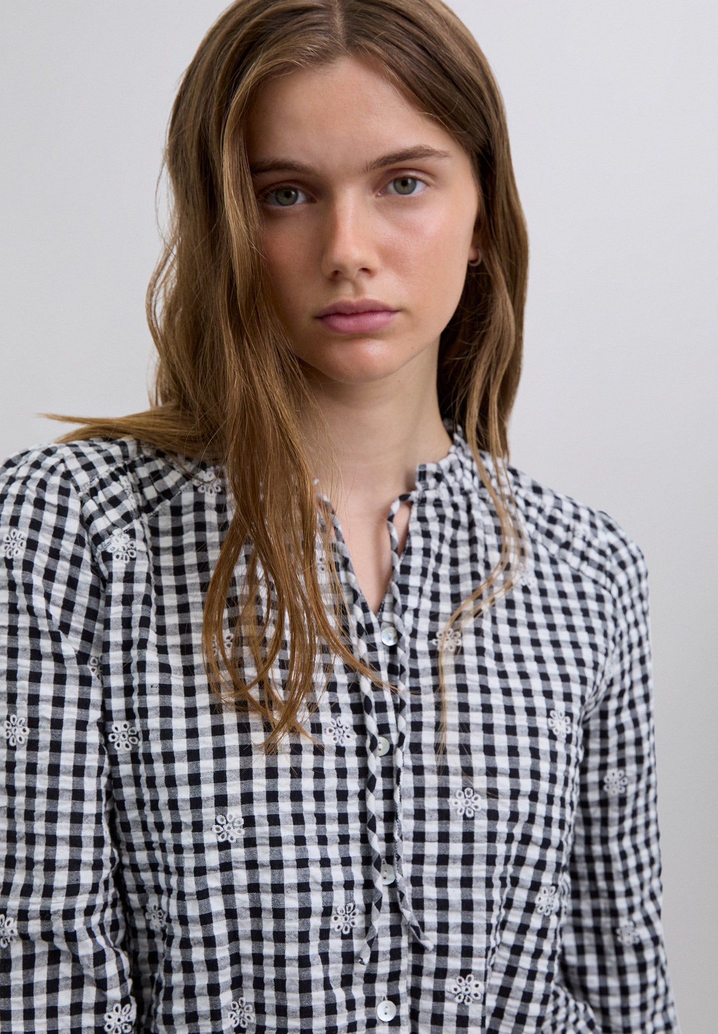 CHECK SHIRT WITH BOW