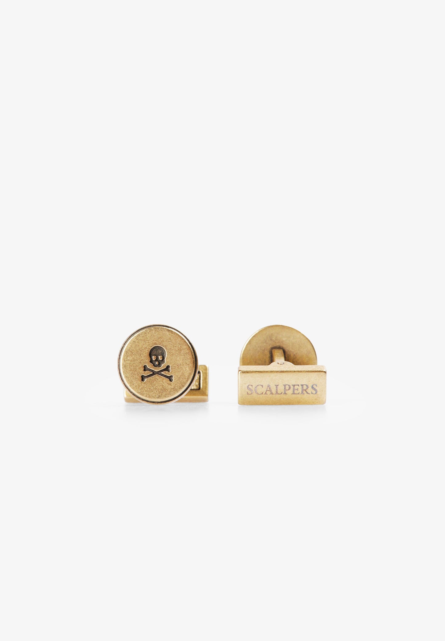 ENGRAVED SKULL BRASS CUFFLINKS