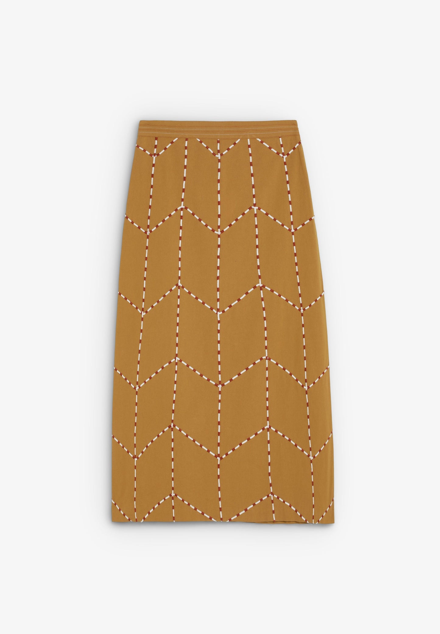GEOMETRIC EMBROIDERED MIDI SKIRT