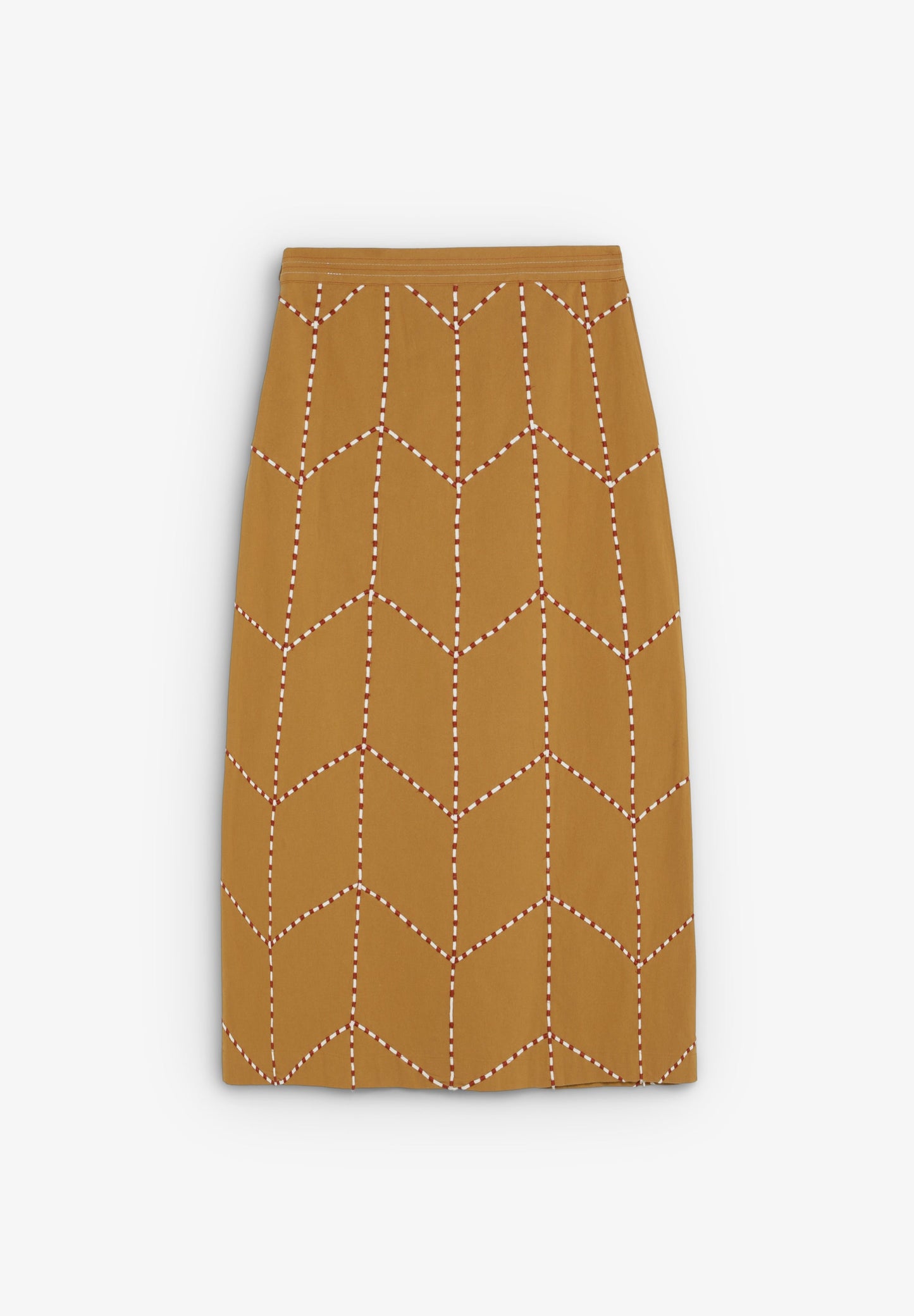 GEOMETRIC EMBROIDERED MIDI SKIRT