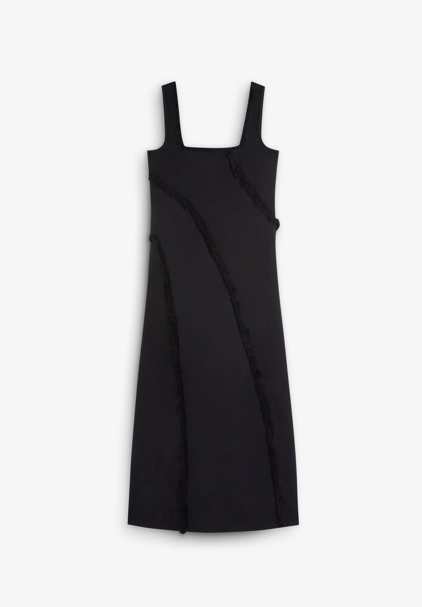 FRINGED DRESS WITH TOPSTITCHING