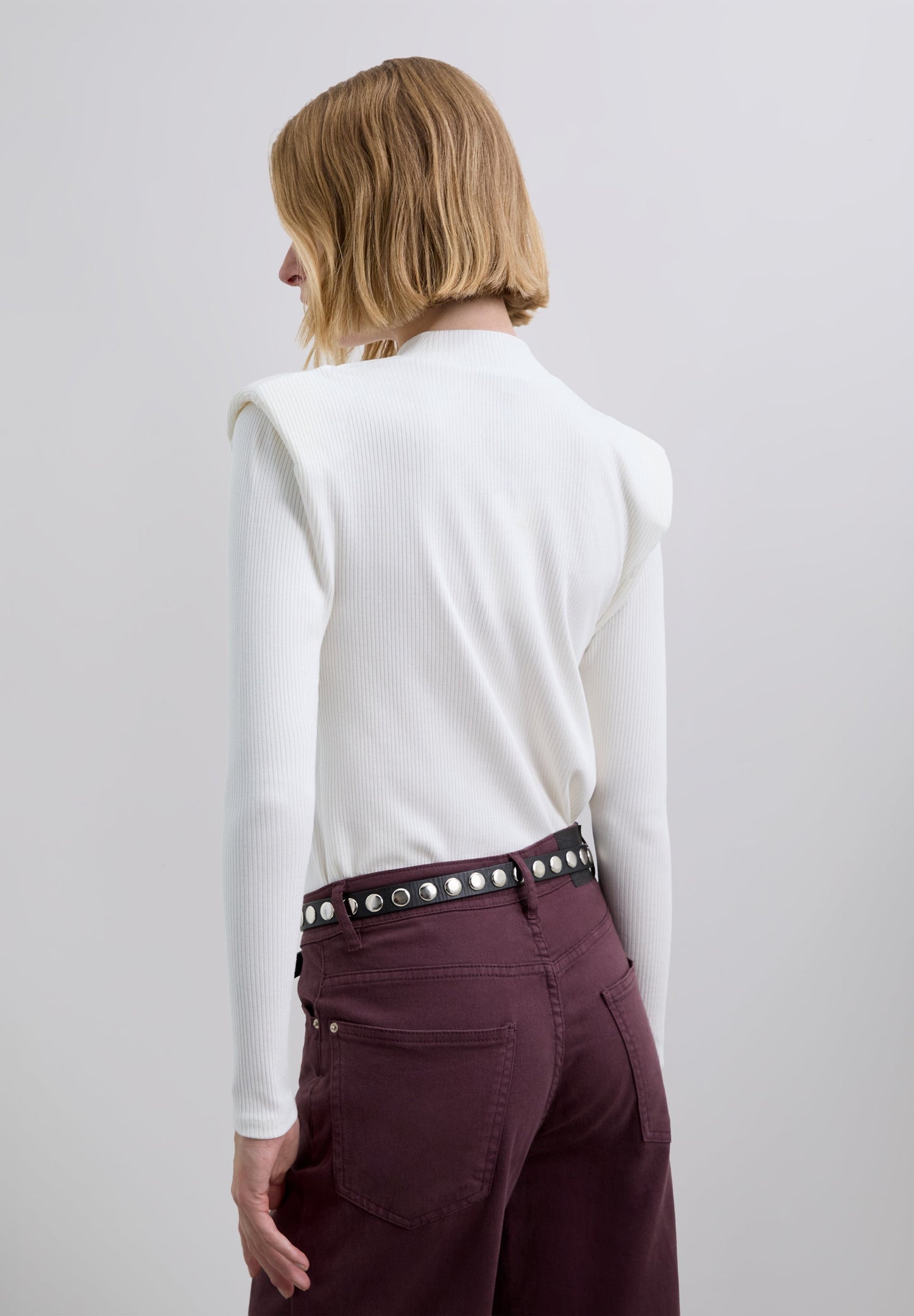 LONG SLEEVE TOP WITH SHOULDER PADS