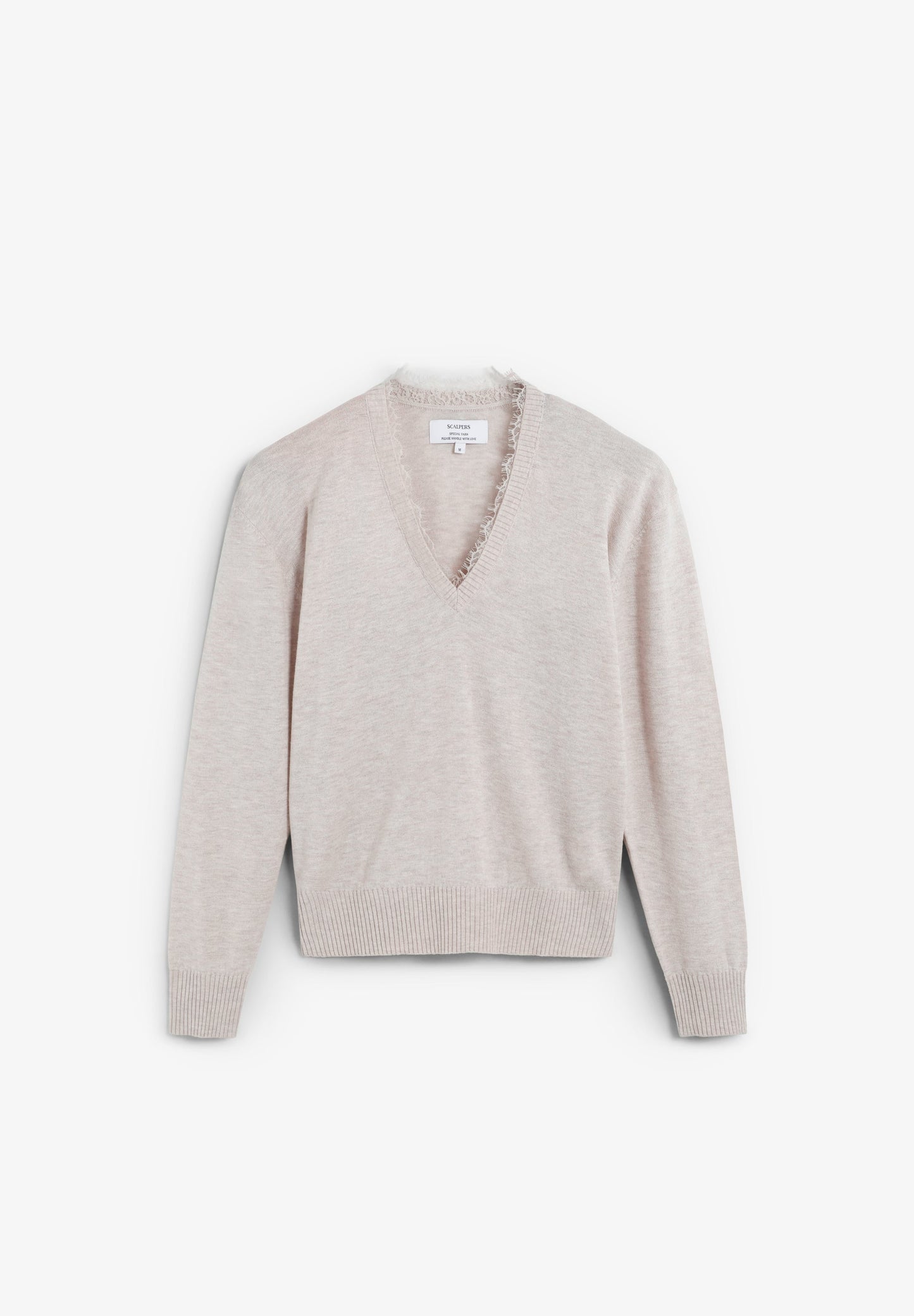 V-NECK SWEATER WITH LACE