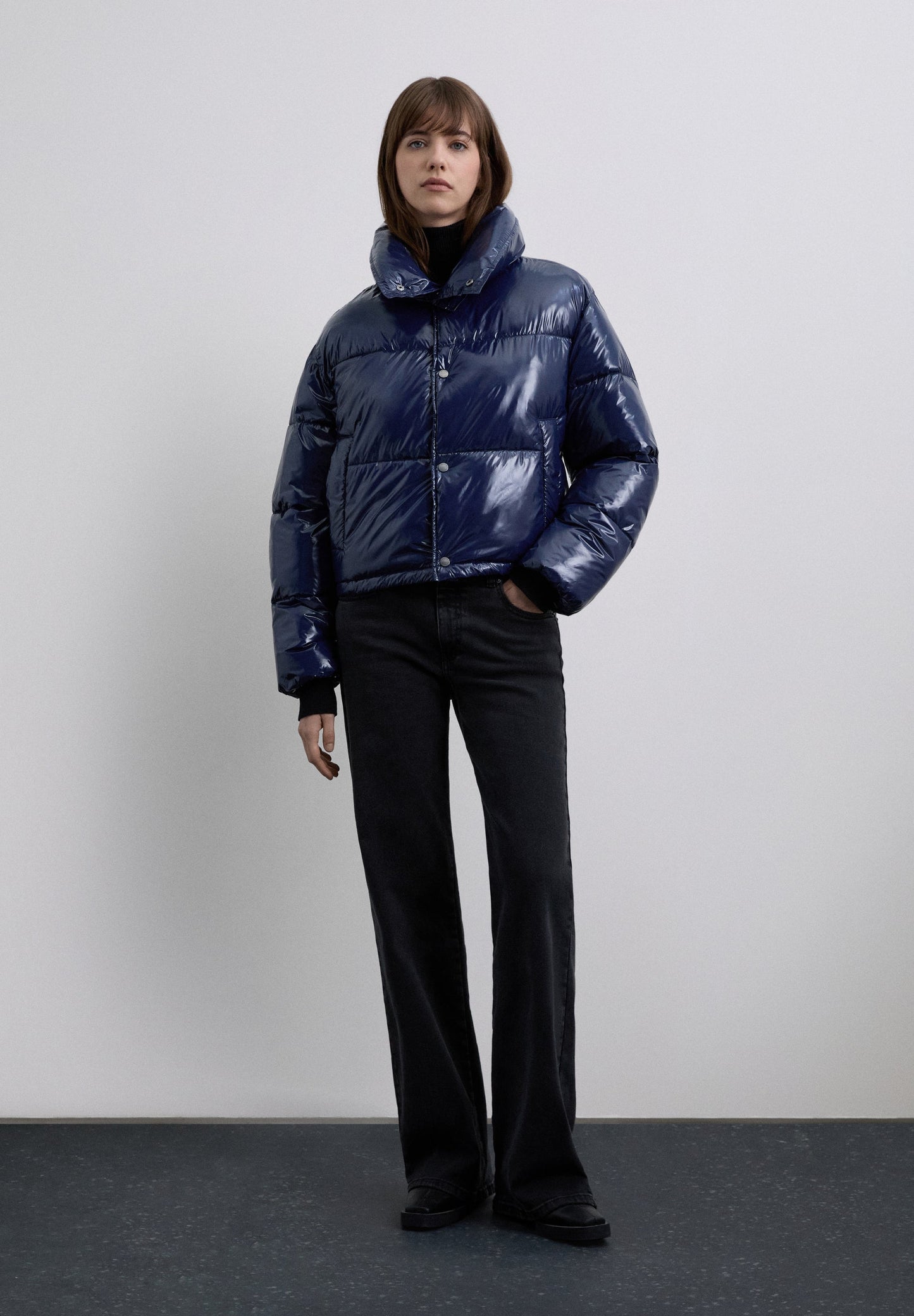 QUILTED DOWN JACKET WITH SHINY FINISH