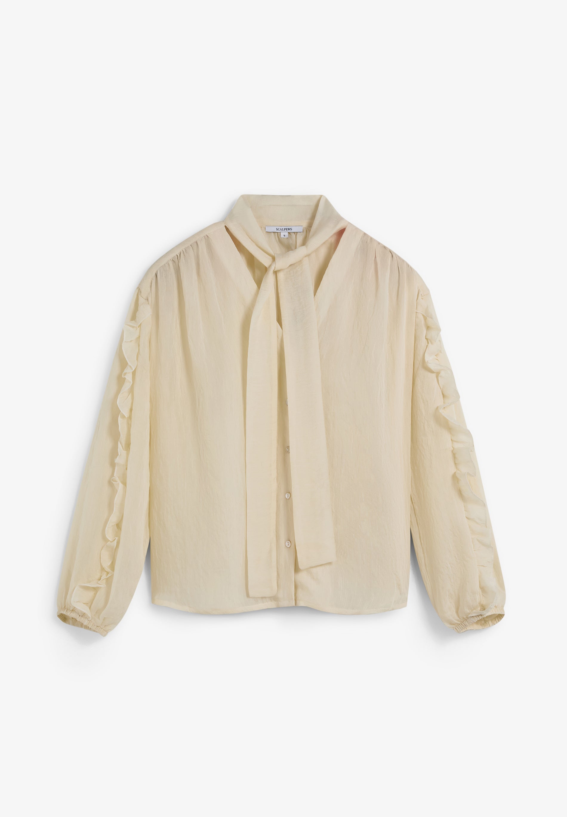 GATHERED BLOUSE WITH TIE DETAIL