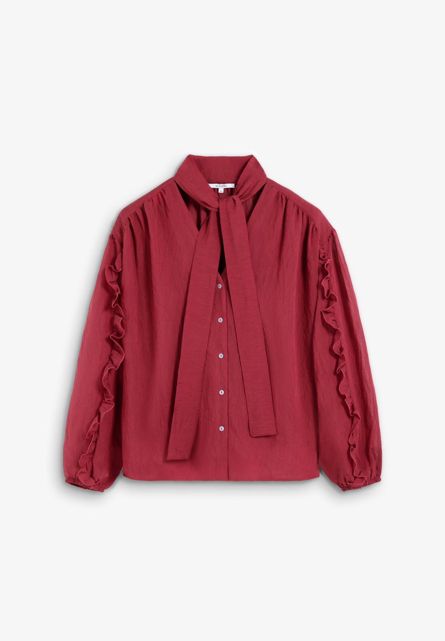 GATHERED BLOUSE WITH TIE DETAIL