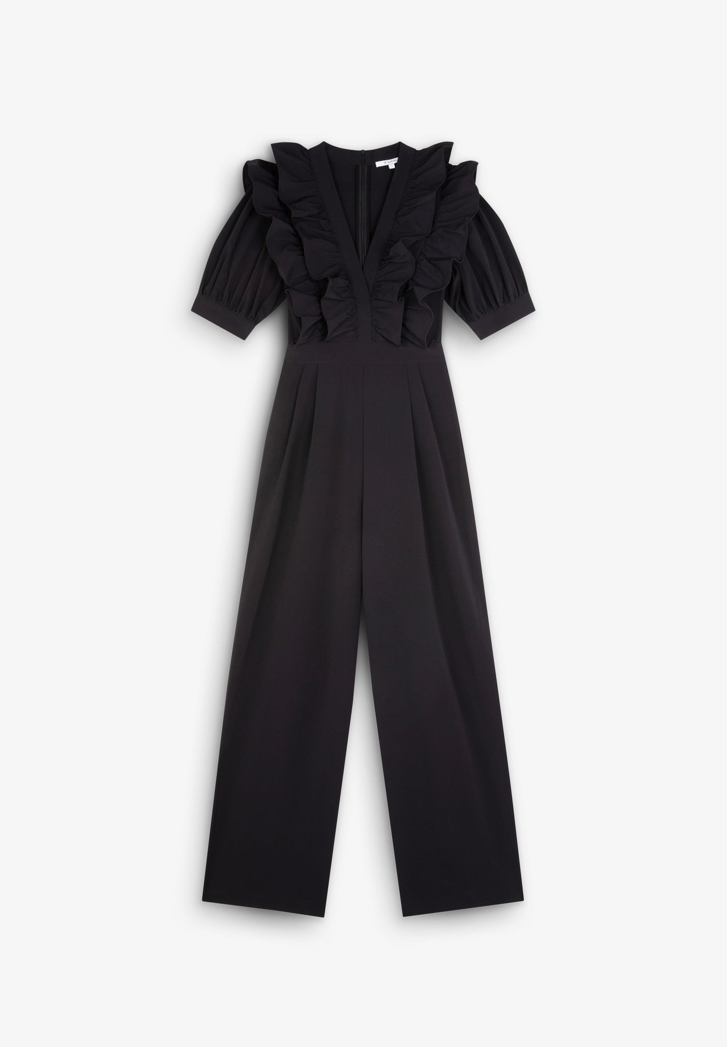 BLACK JUMPSUIT WITH RUFFLES