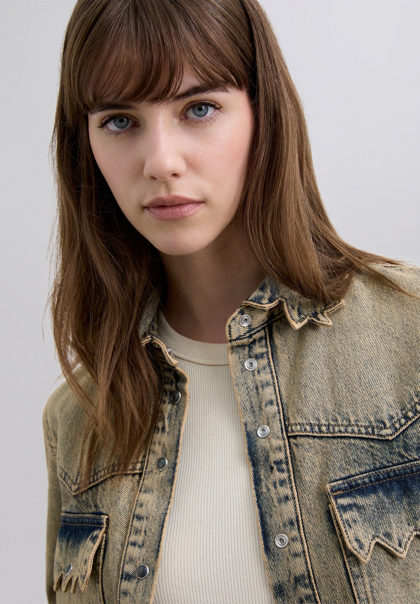 SCSCALLOPWASHED DENIM SHIRT