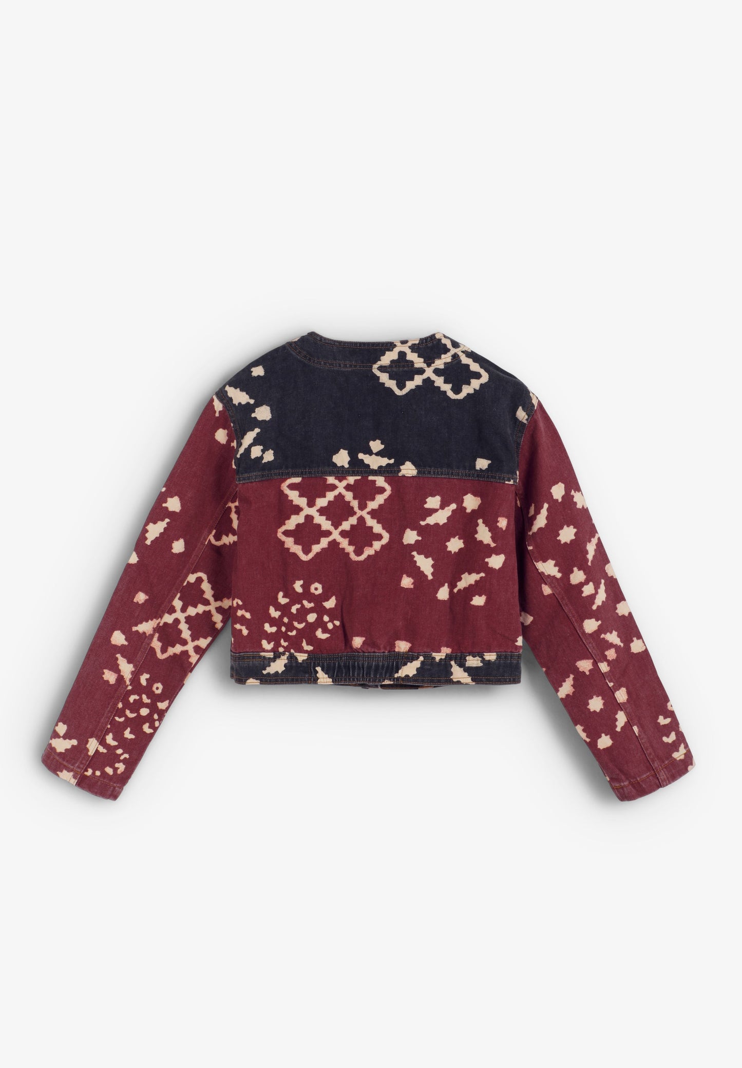 PRINTED DENIM CROP SHIRT