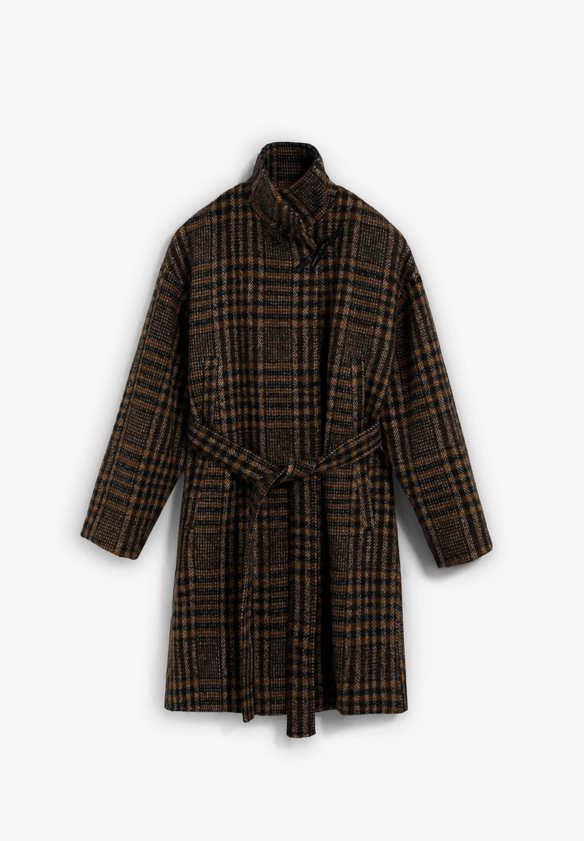 SHORT CHECKED WOOL COAT