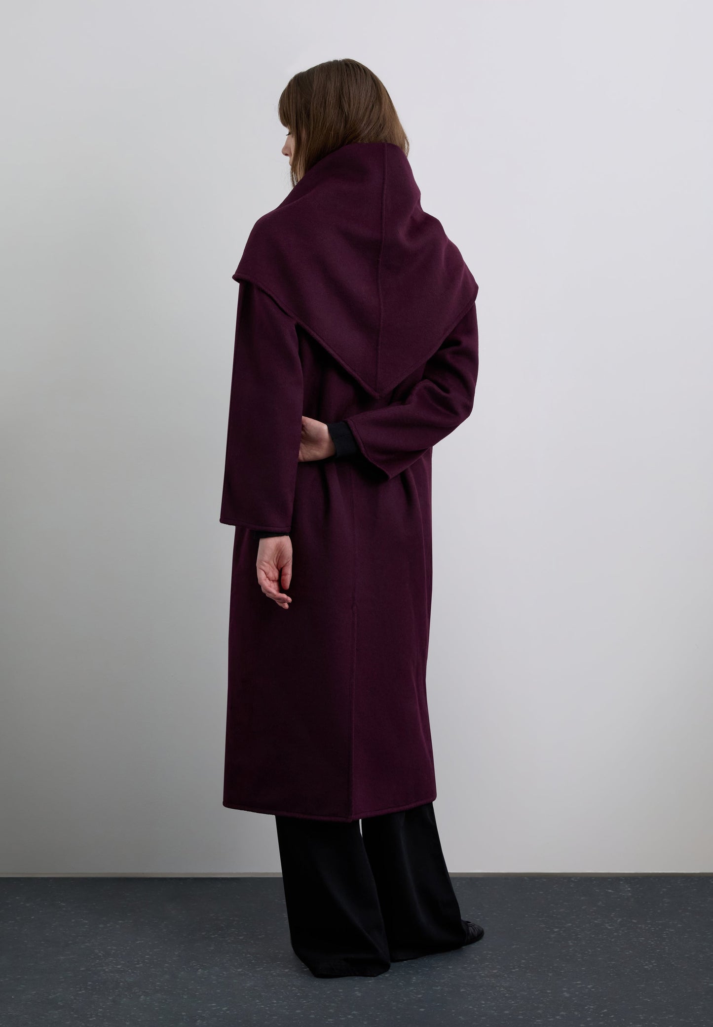 LONG COAT WITH DETACHABLE SCARF DETAIL