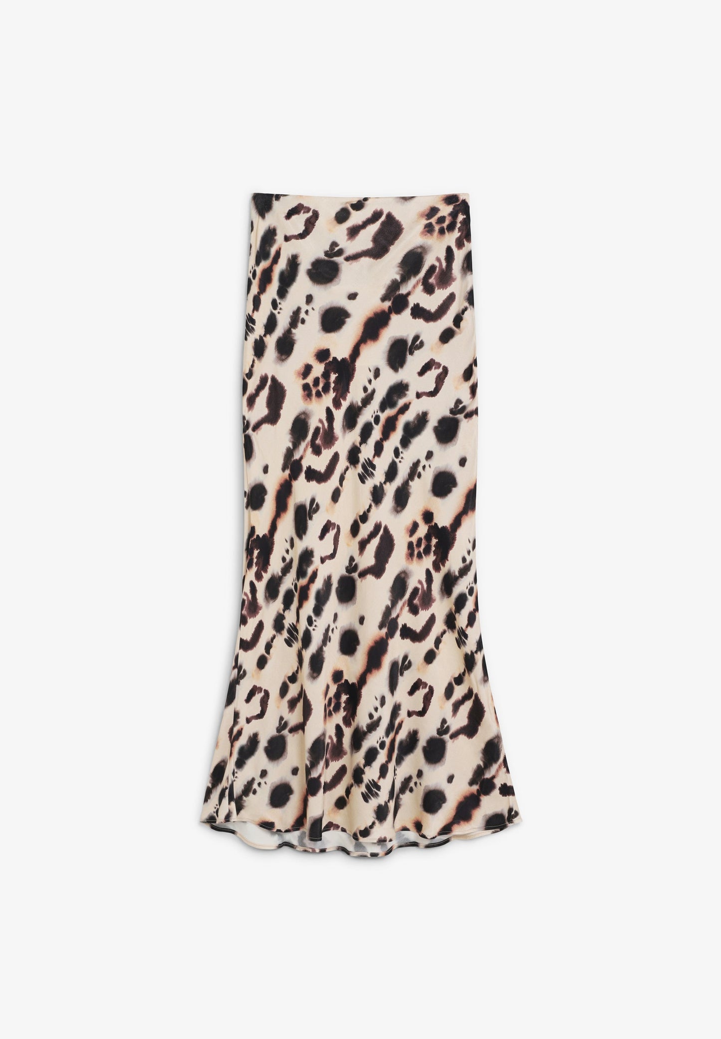 SOEPELVALLENDE SATIJNEN HALFLANGE ROK