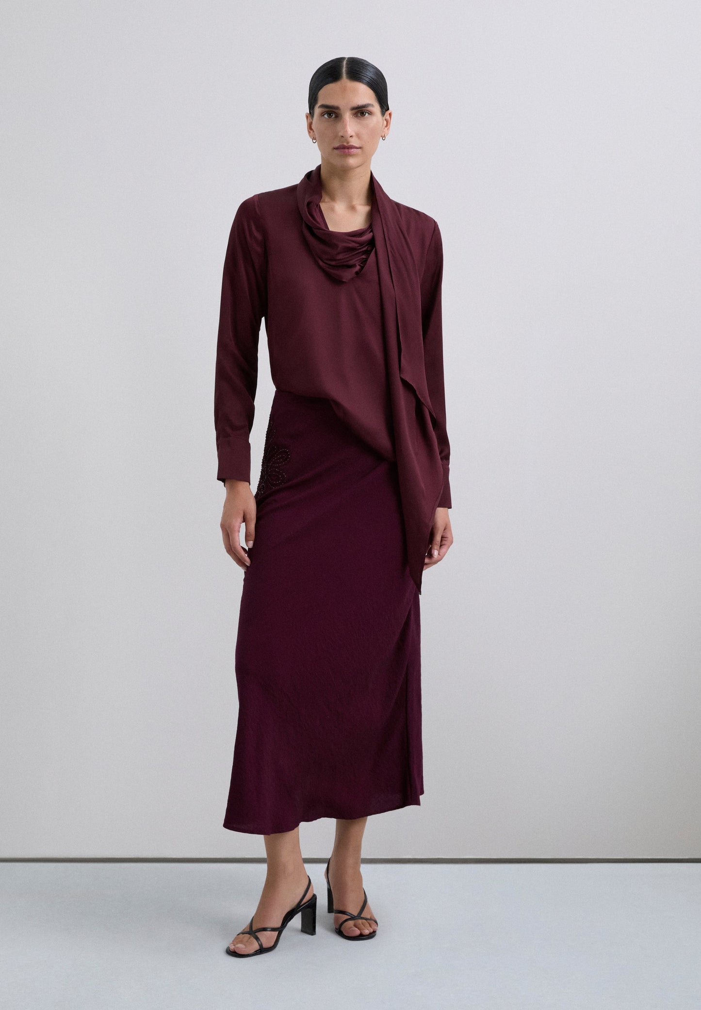 BIAS CUT SKIRT WITH EMBROIDERY