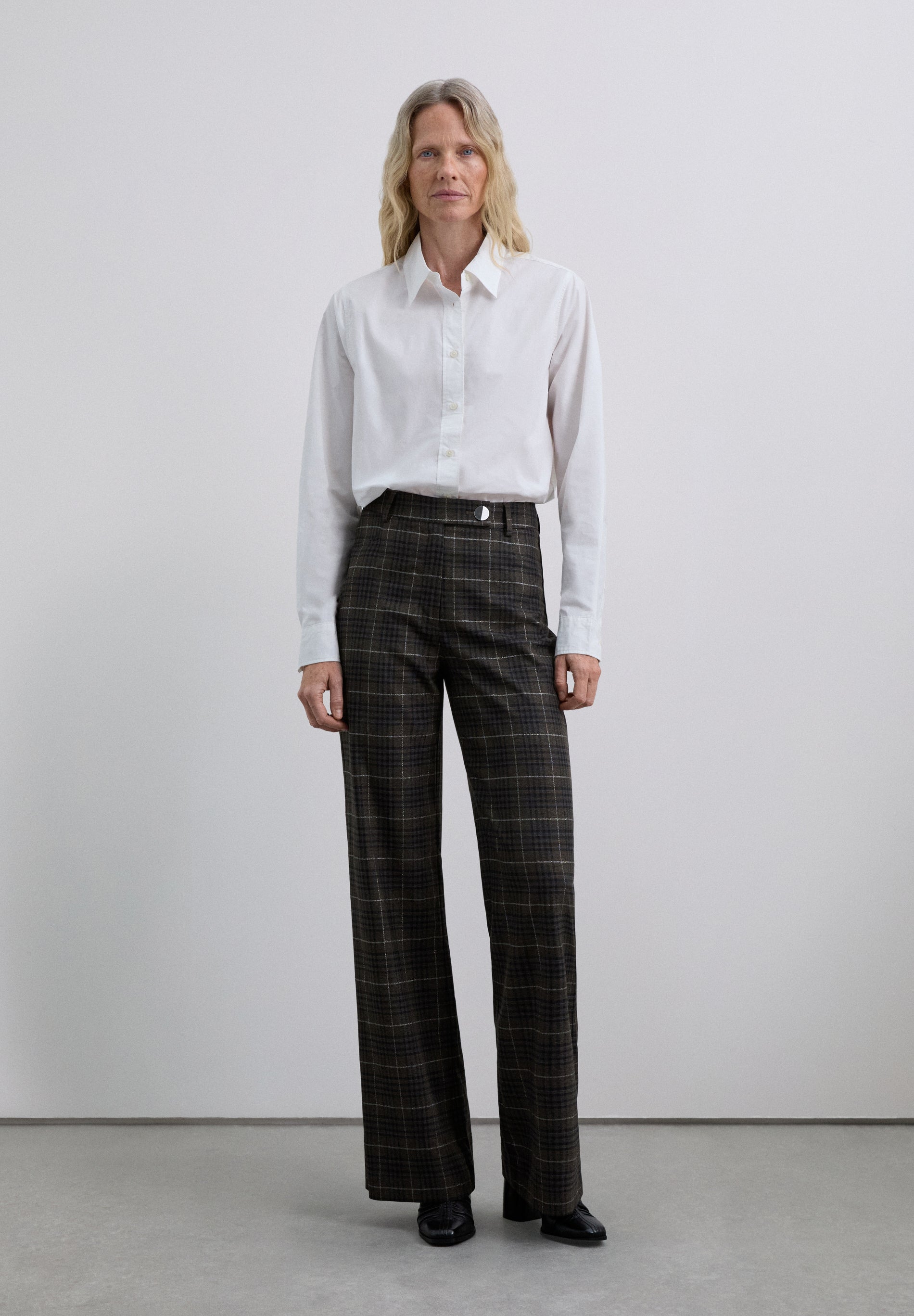 STRAIGHT CUT CHECK TROUSERS