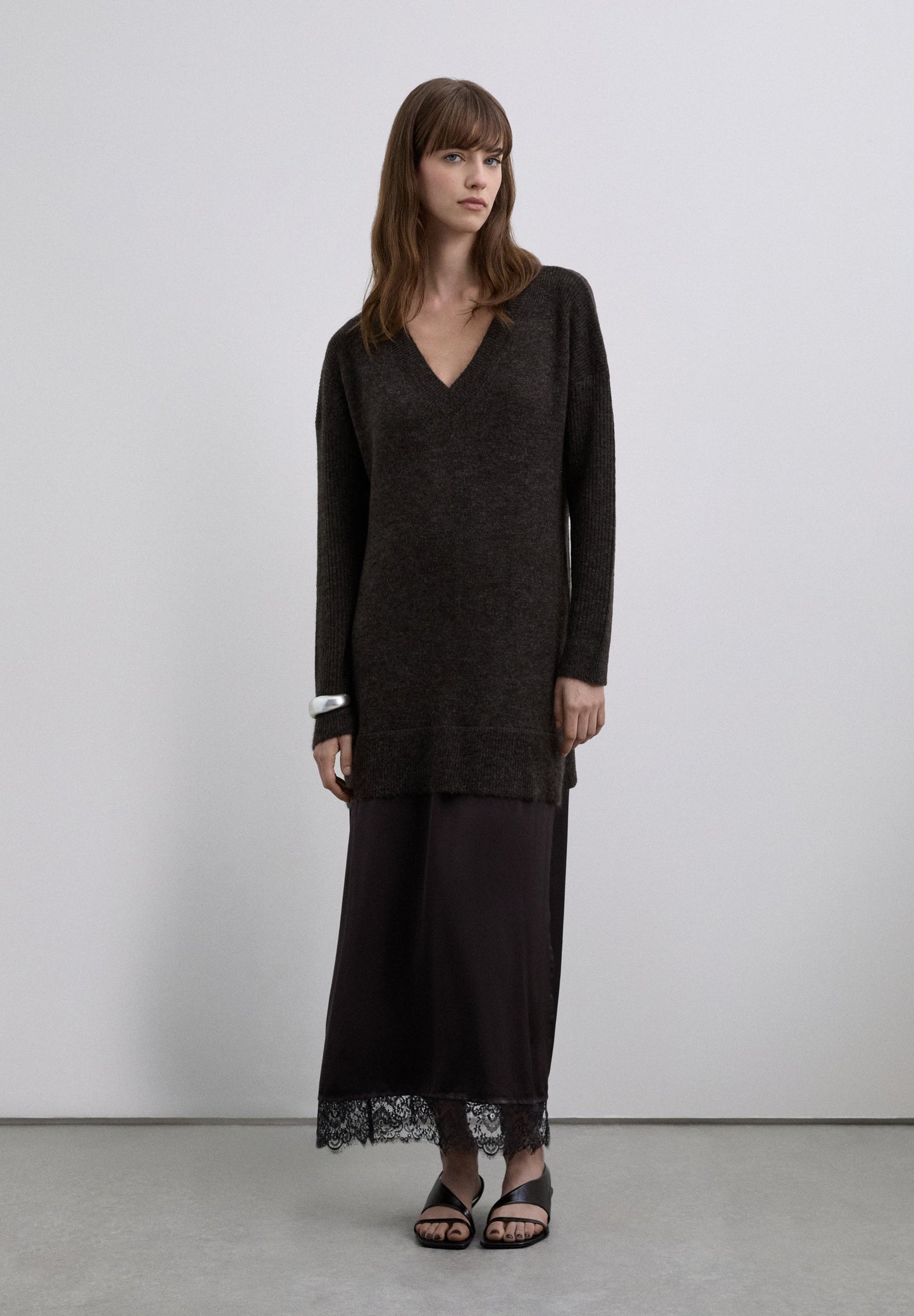 KNITTED MIDI DRESS WITH CAMI DETAIL