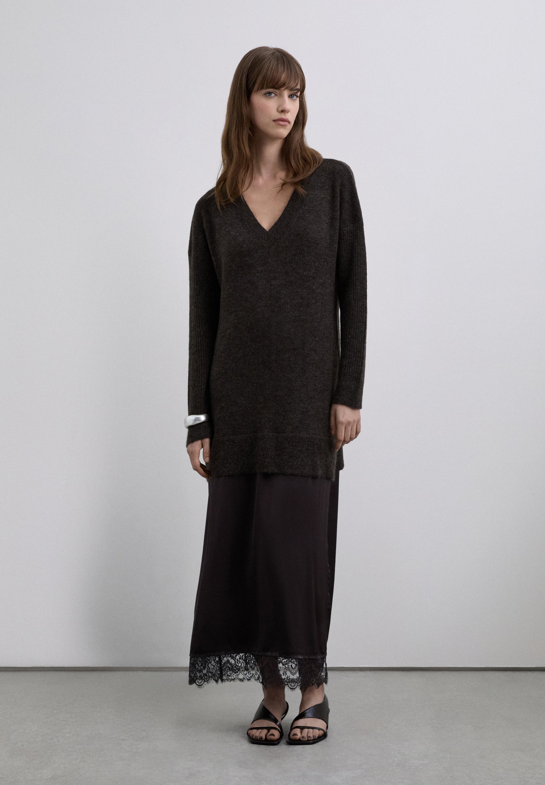 KNITTED MIDI DRESS WITH CAMI DETAIL