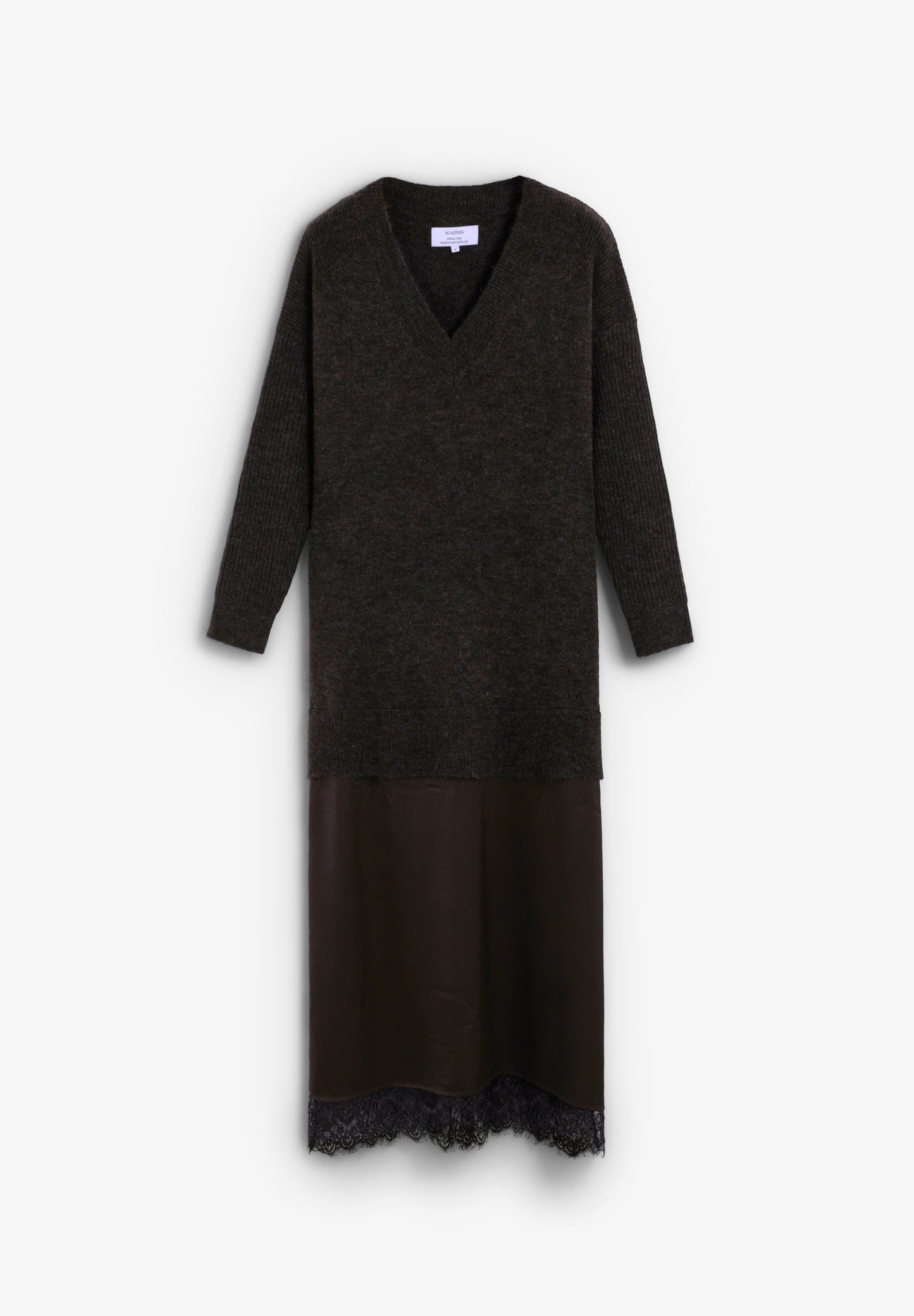 KNITTED MIDI DRESS WITH CAMI DETAIL