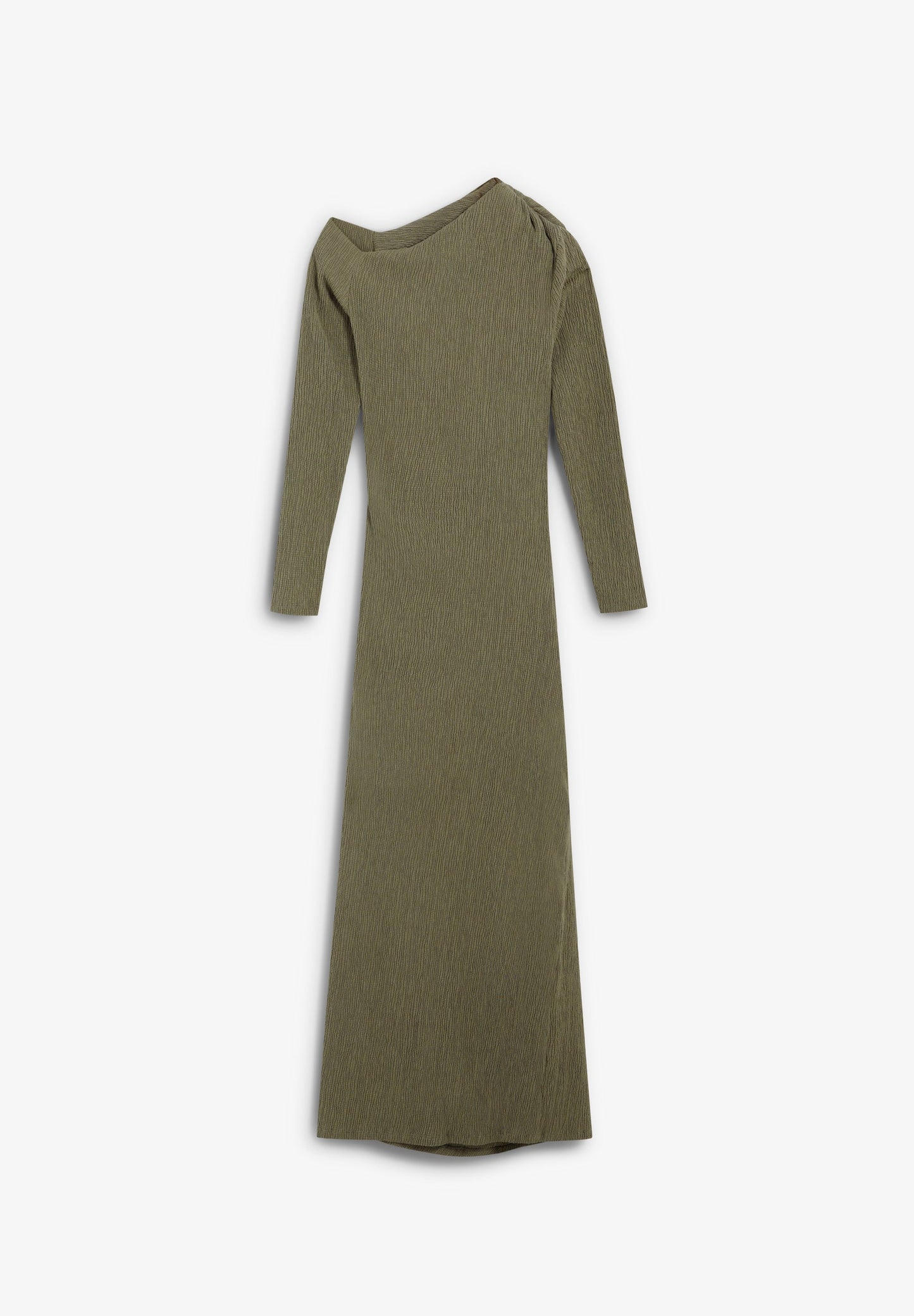 LONG ASYMMETRIC NECKLINE DRESS
