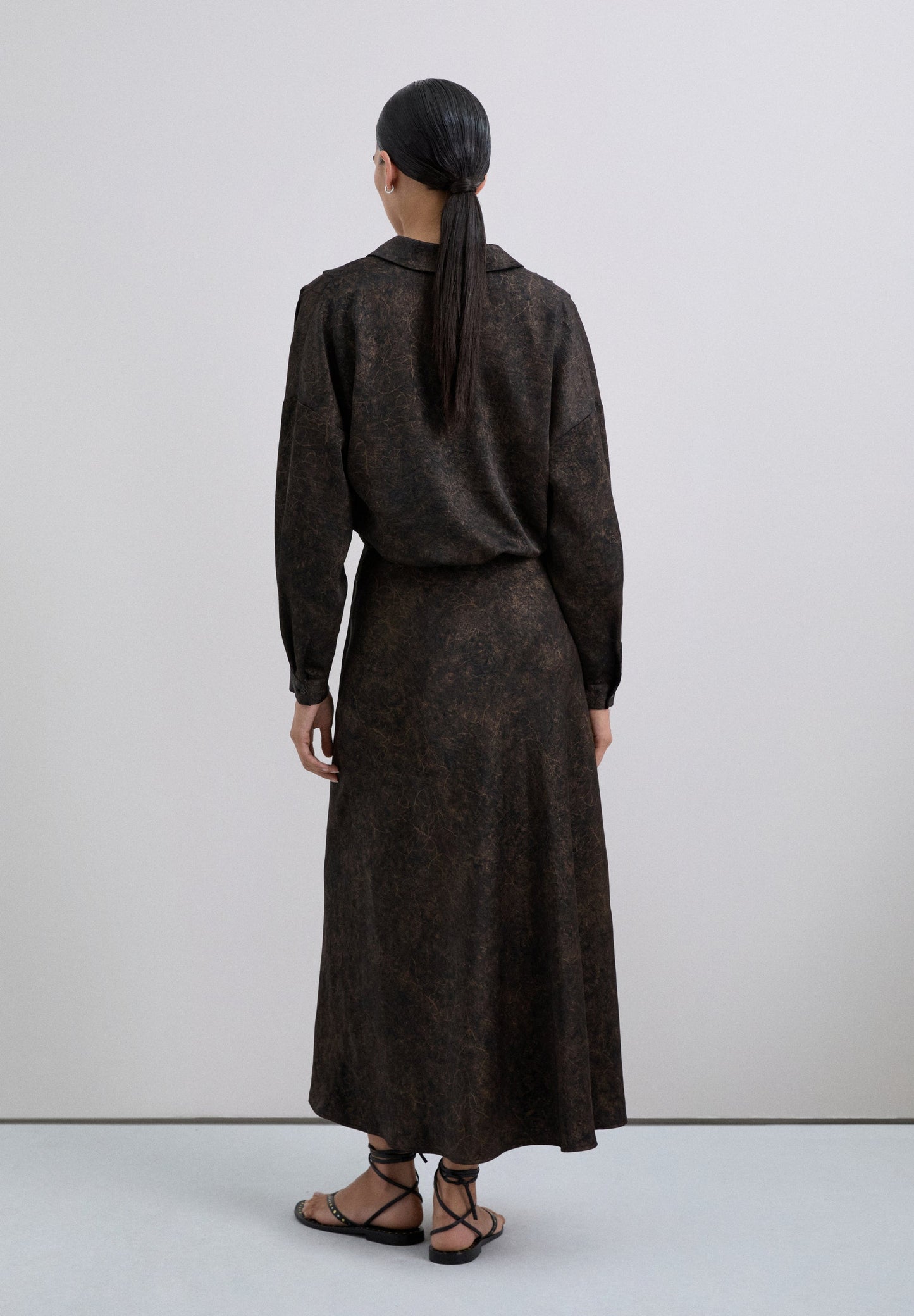 MARBLEISED SATIN SKIRT