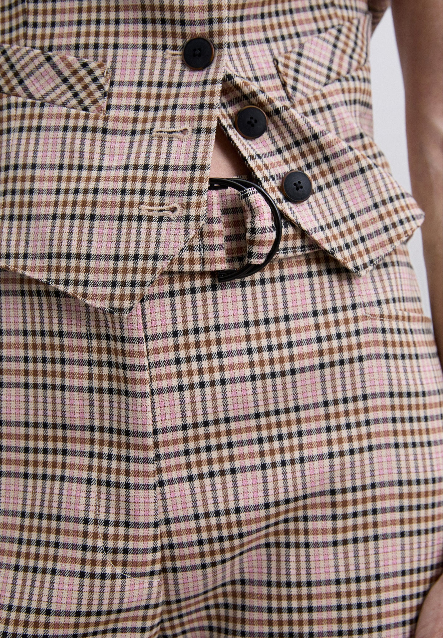 CHECKED FLARED TROUSERS