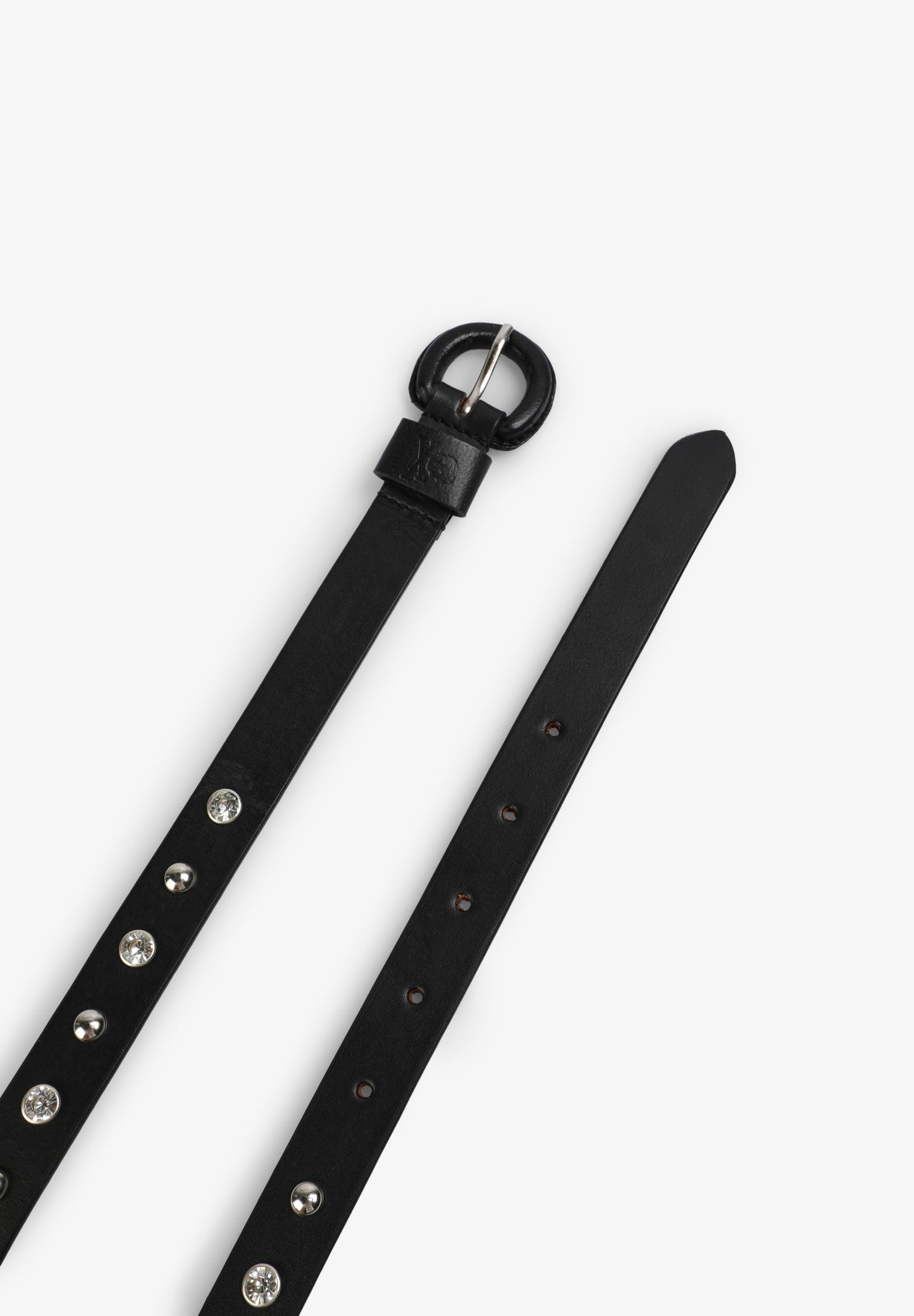 LEATHER BELT WITH RHINESTONES AND STUDS