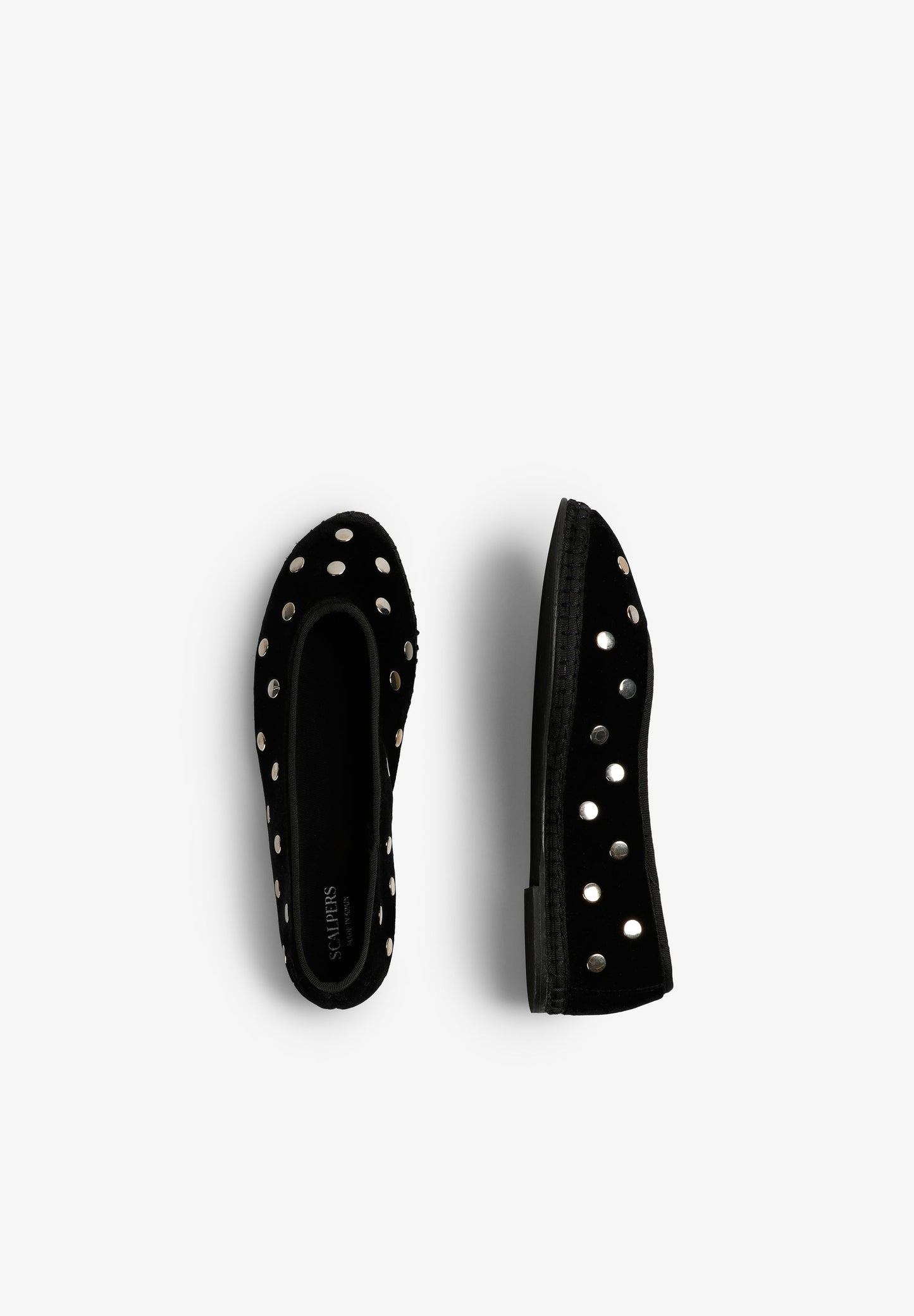 VELVET BALLET FLATS WITH STUDS