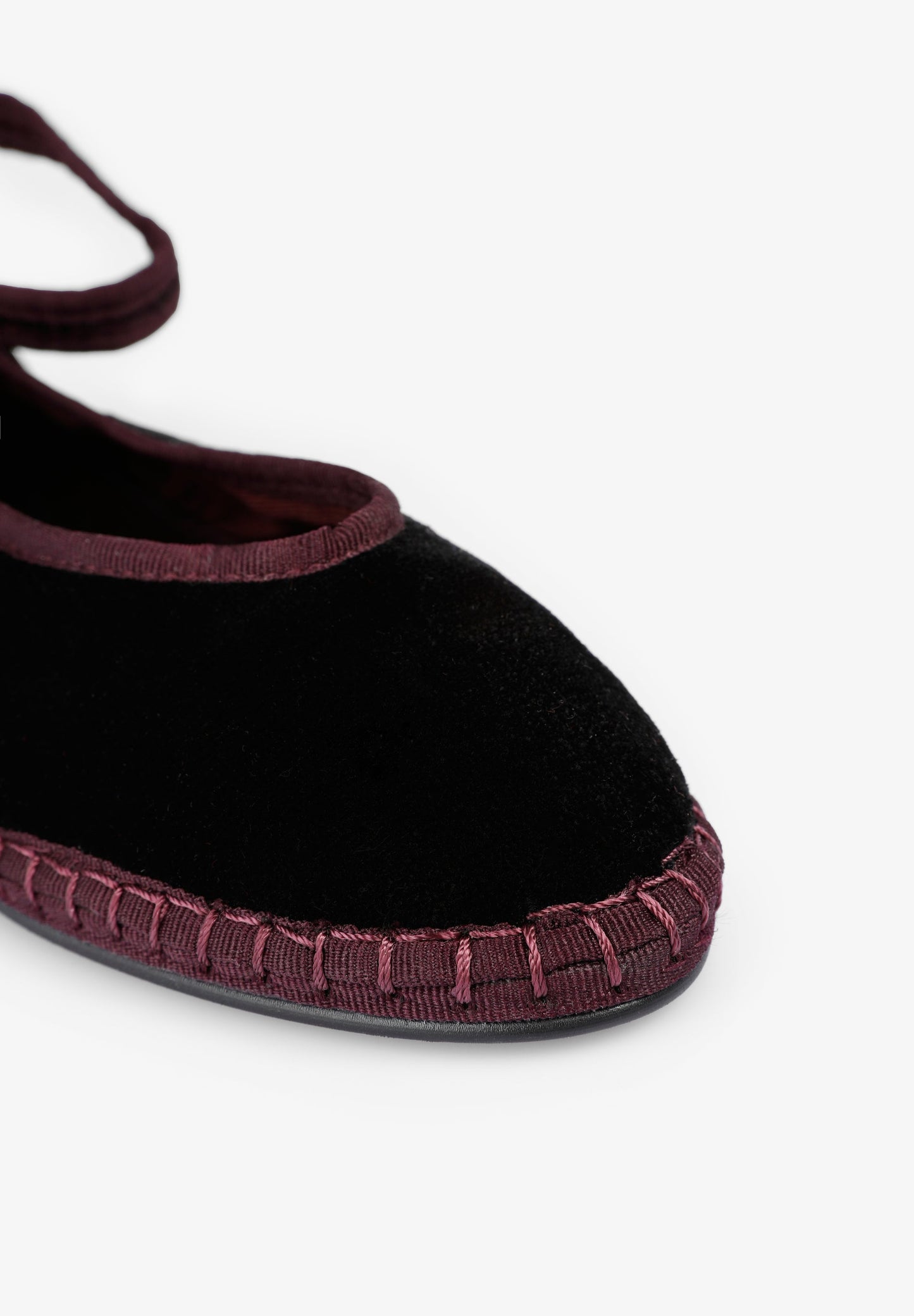 VELVET ANKLE STRAP BALLET FLATS