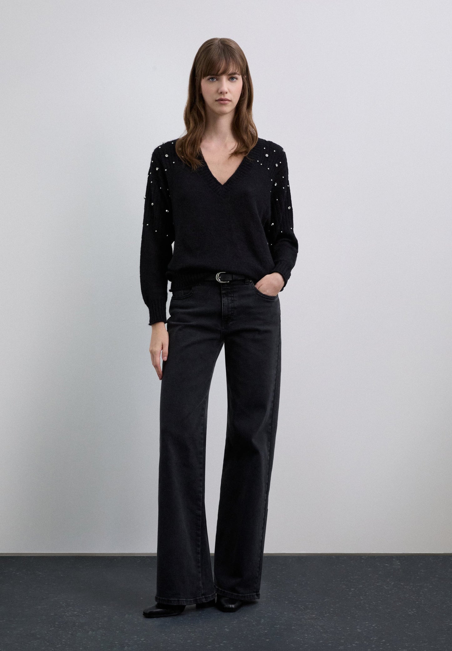 SWEATER WITH STUDS DETAIL