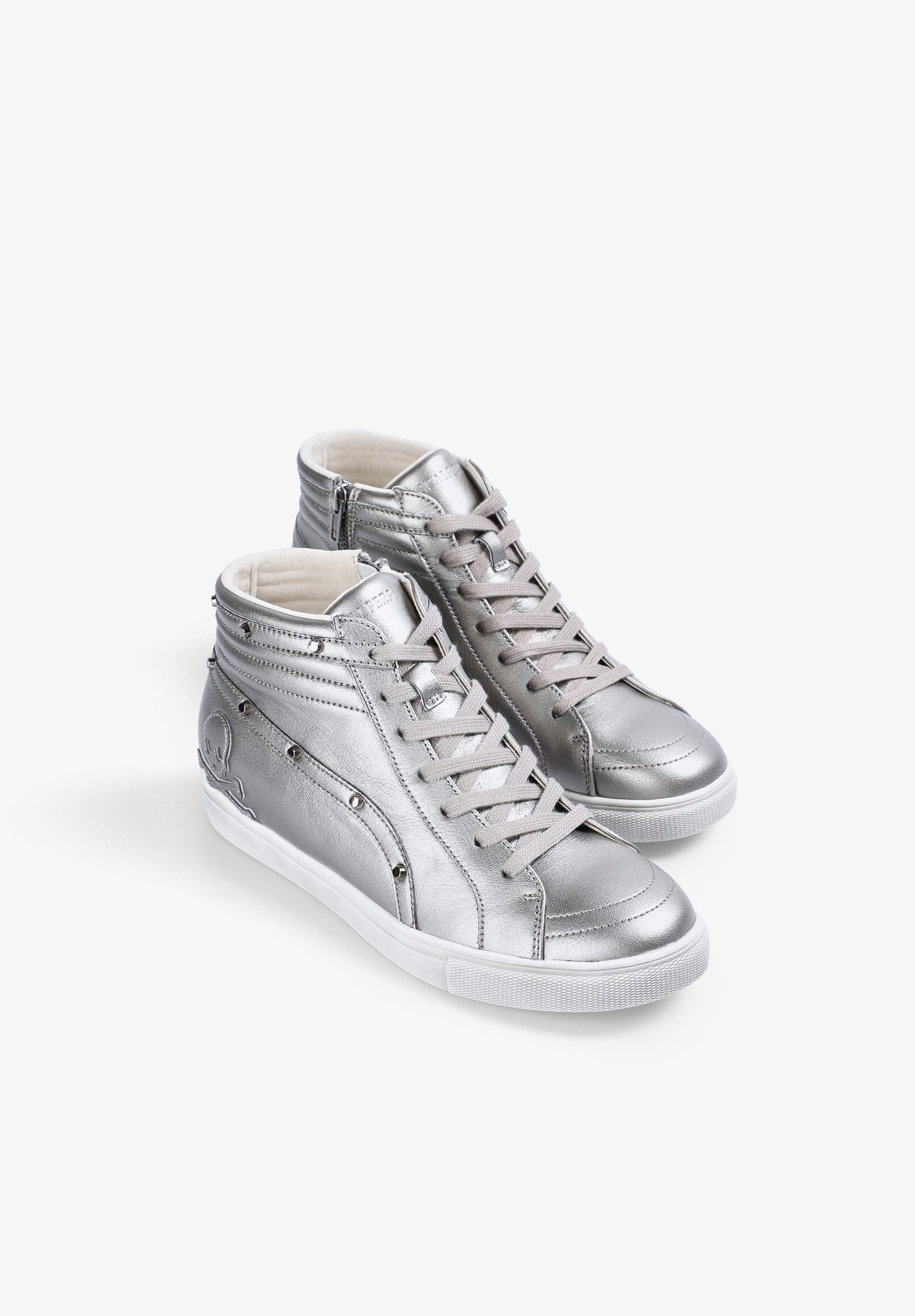 HIGH TOP LEATHER SKULL SNEAKERS